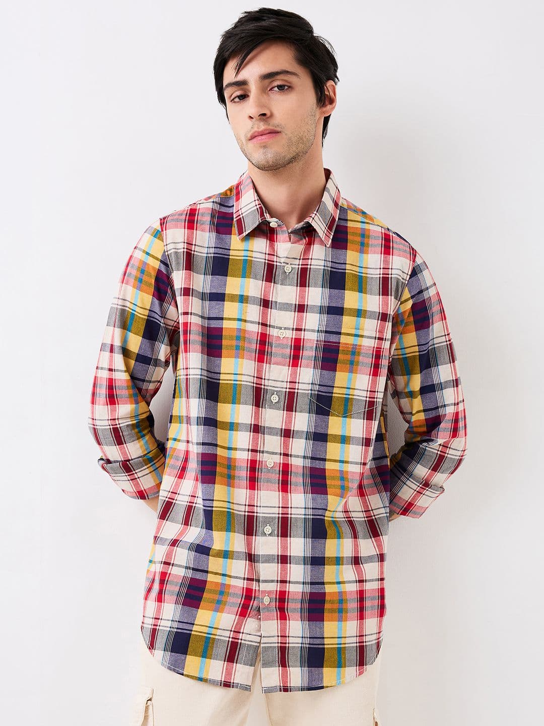 SPYKAR Men Spread Collar Tartan Checked Cotton Casual Shirt - view 1