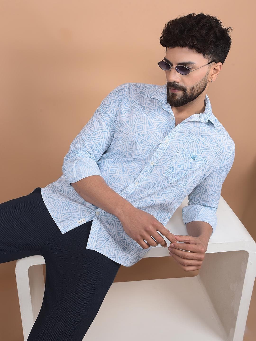 Crimsoune Club Men Premium Slim Fit Spread Collar Abstract Printed Cotton Casual Shirt - view 1