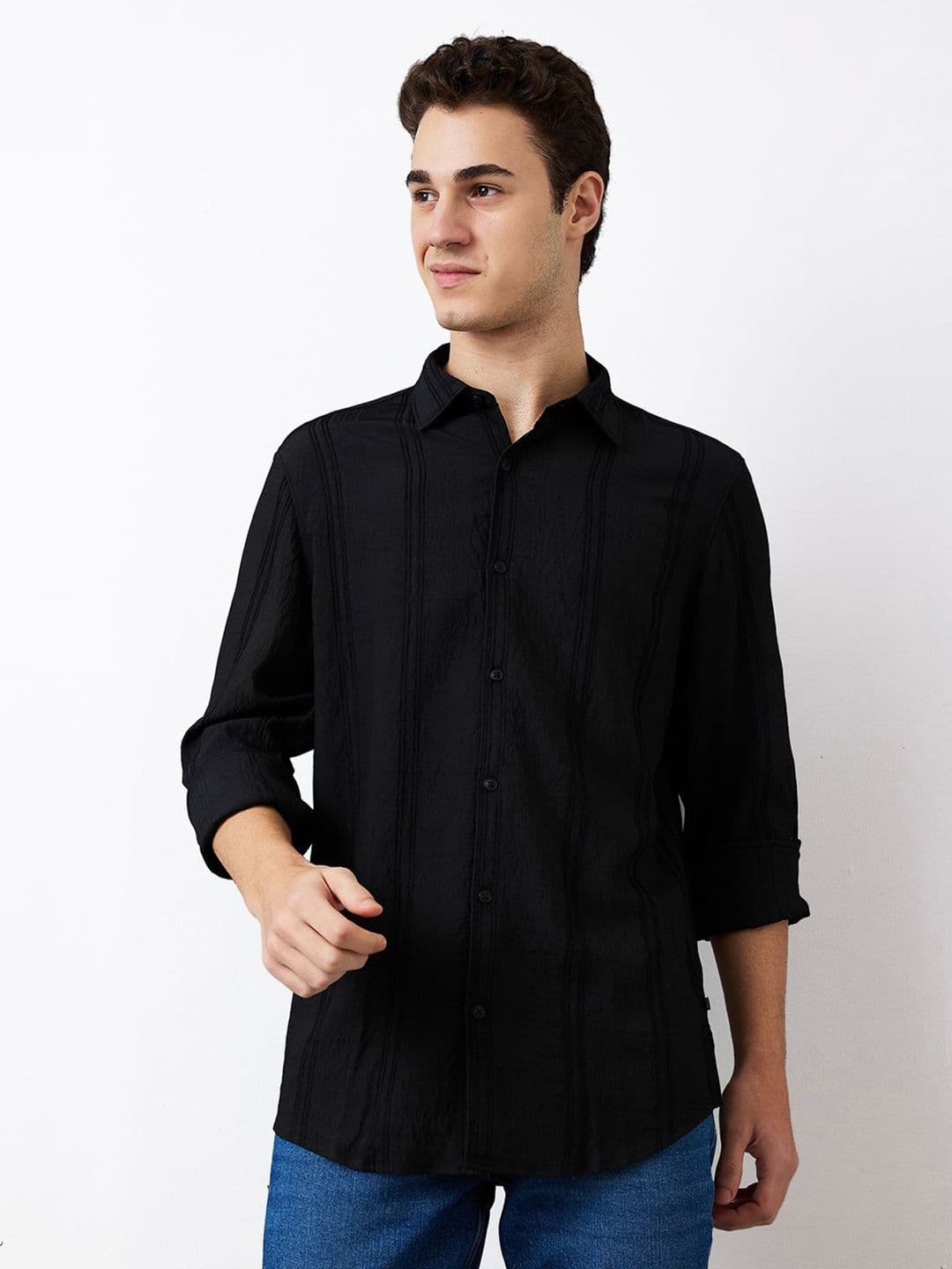 SPYKAR Men Relaxed Fit Spread Collar Textured Casual Shirt - view 1