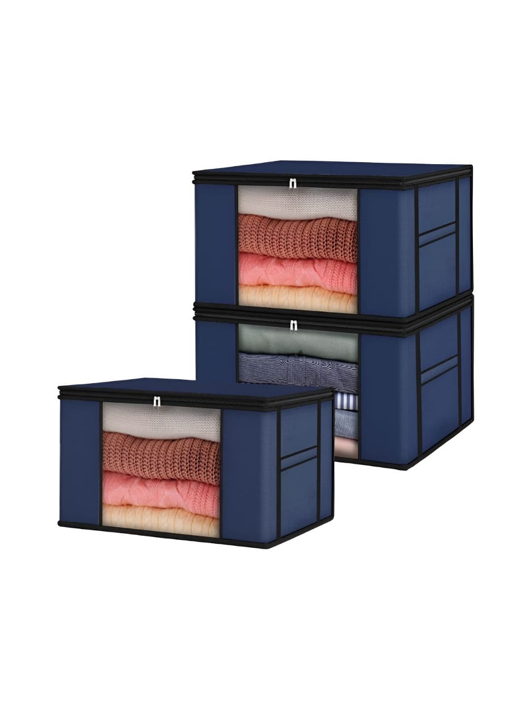 atorakushon Navy Blue Set of 3 Organisers For Clothes Storage Bags - view 1