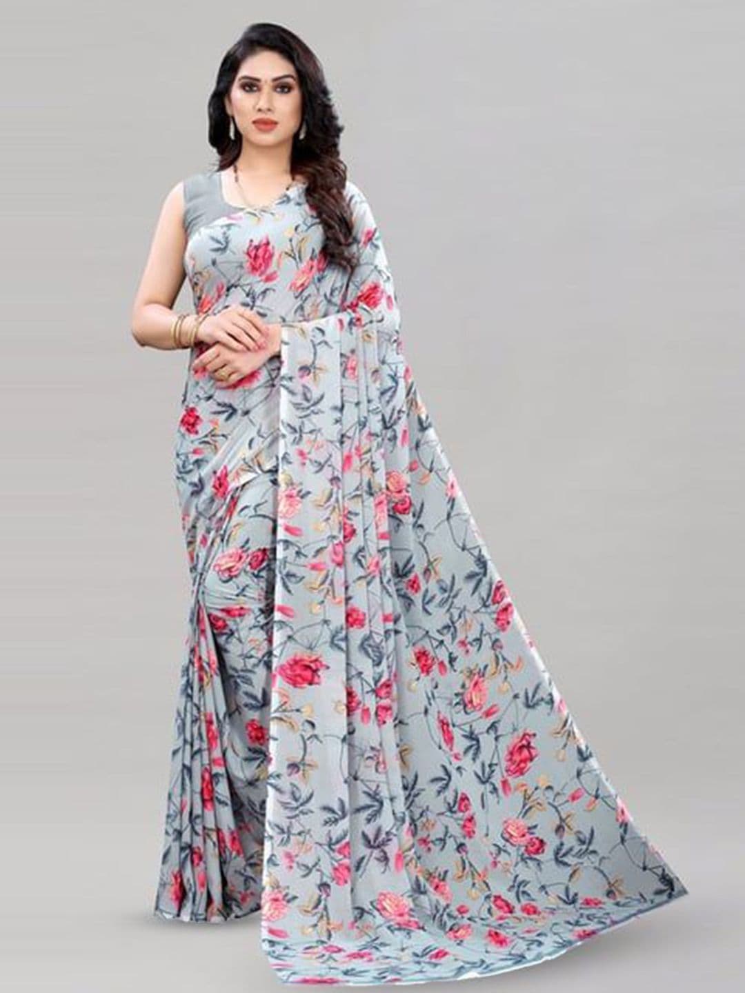 HERE&NOW Floral Poly Georgette Saree - view 1
