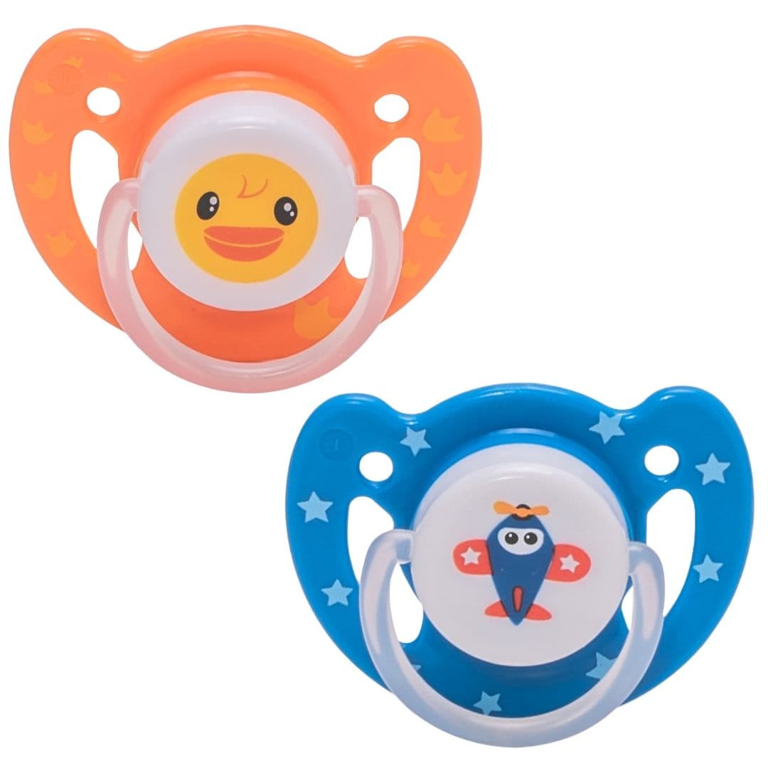 Adore Kids Pack Of 2 Blue & Orange-Color Printed Vented Pacifier BPA Free Teethers - view 1