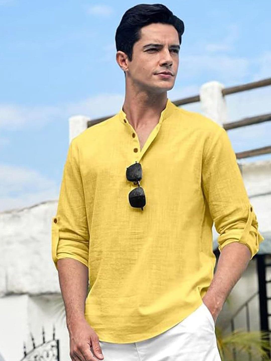 Vida Loca Band Collar Cotton Straight Kurta - view 1