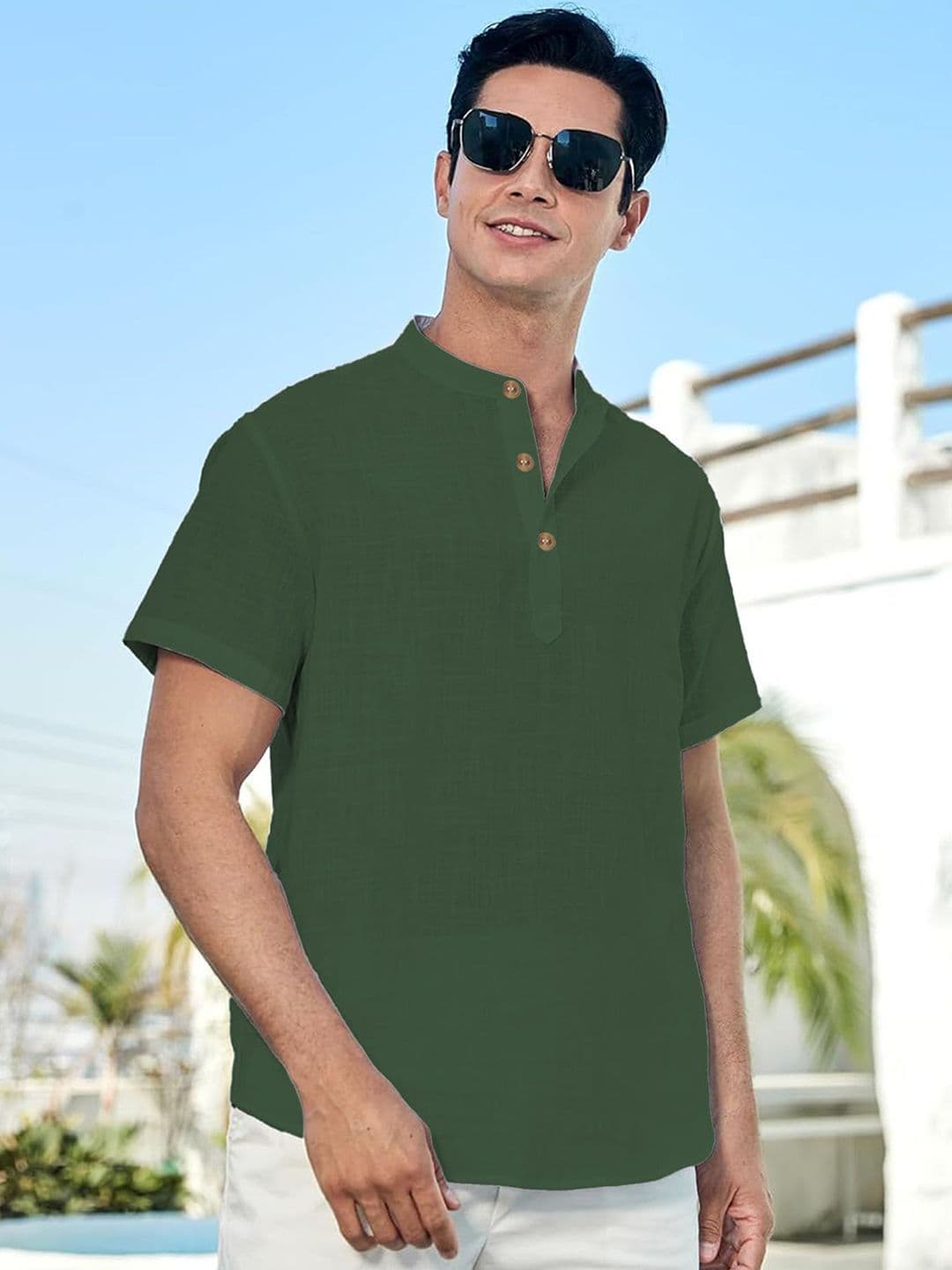 Vida Loca Band Collar Cotton Straight Kurta - view 1