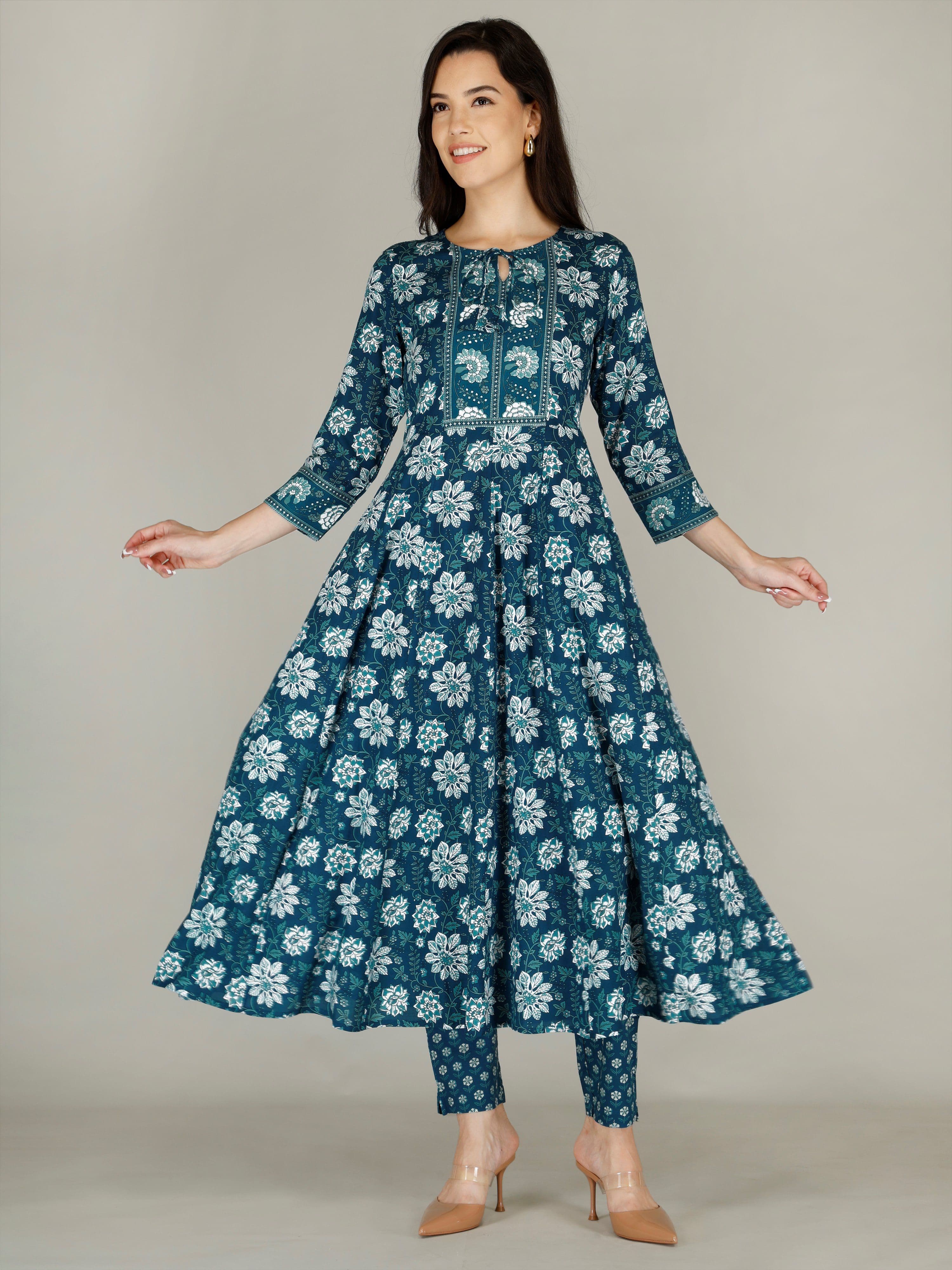 AJ ART Women Floral Printed Regular Kurti with Trousers - view 1