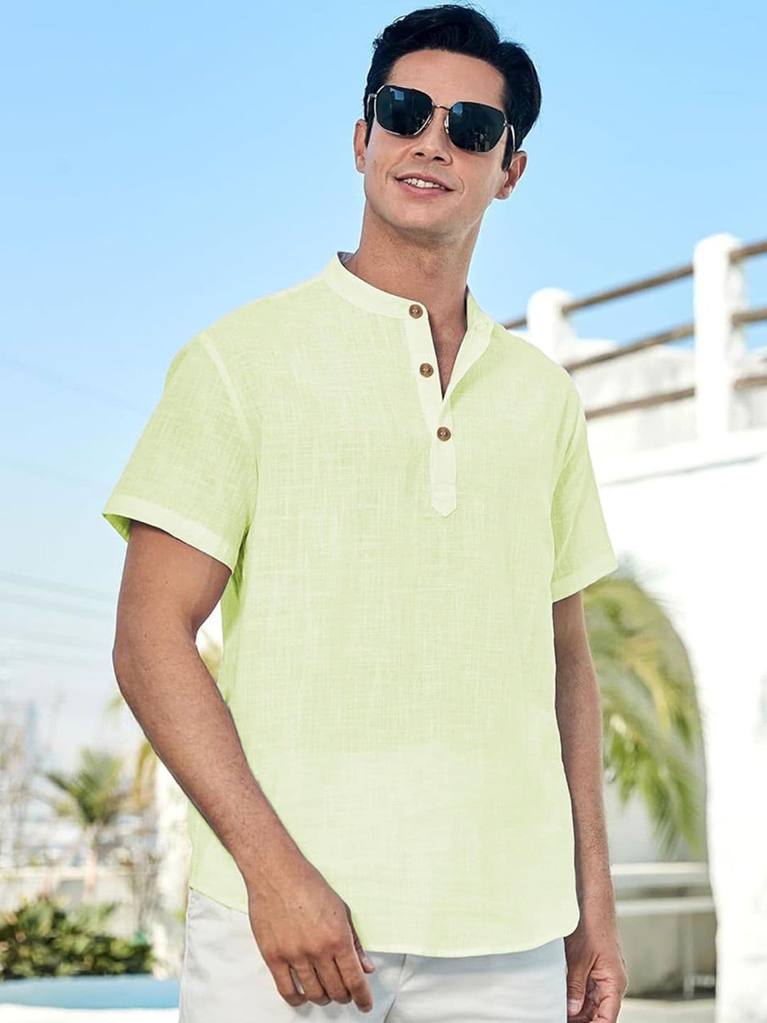 Vida Loca Band Collar Cotton Straight Kurta - view 1