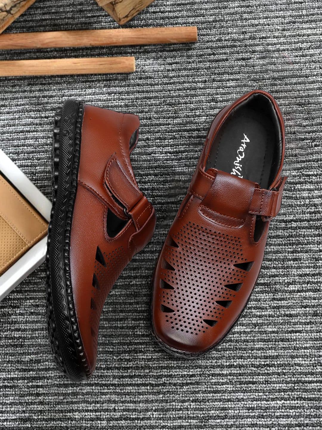 ARAMISH Men Ethnic Leather Fisherman Sandals - view 1