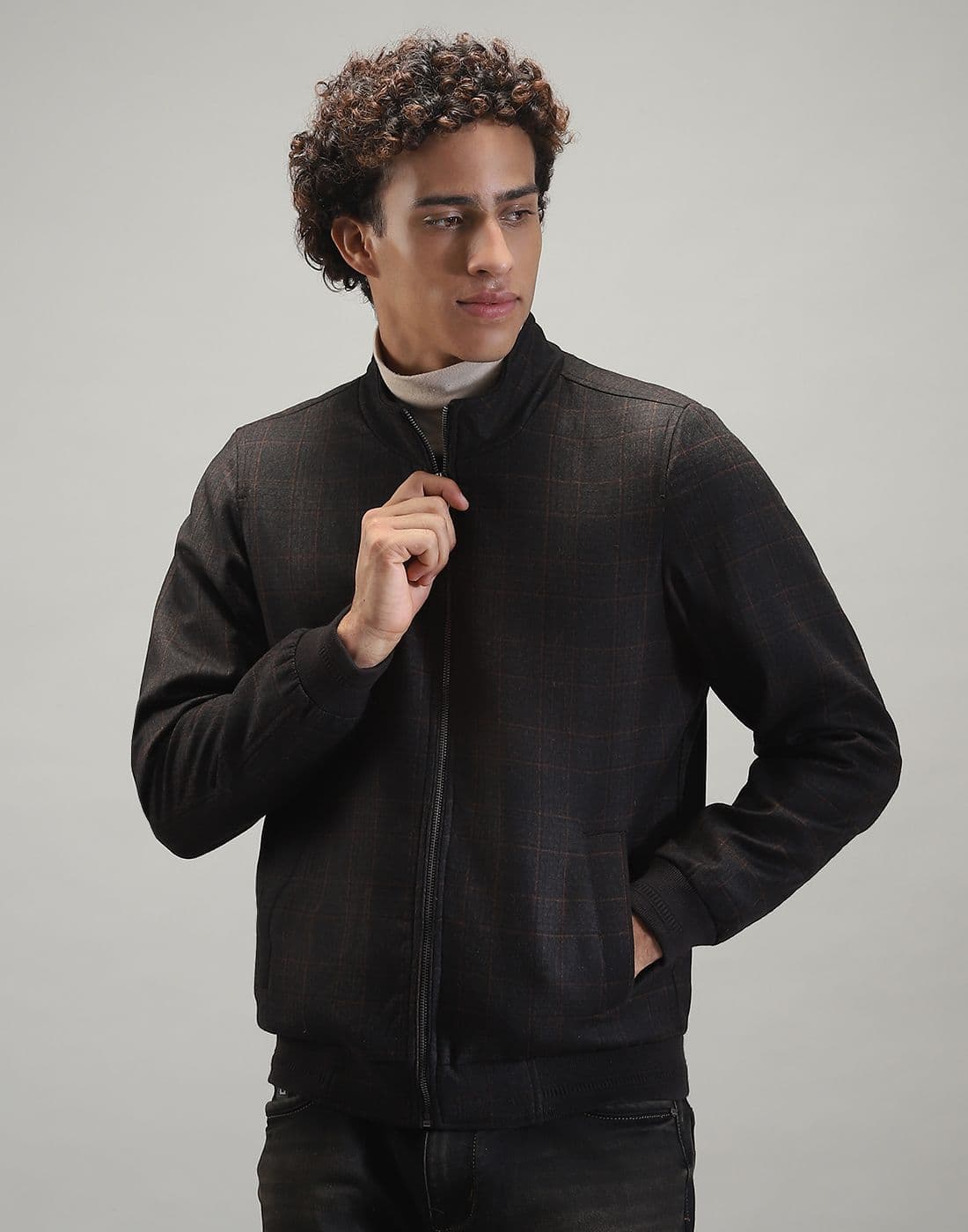 Monte Carlo Men Woollen Lightweight Outdoor Bomber with Patchwork Jacket - view 1