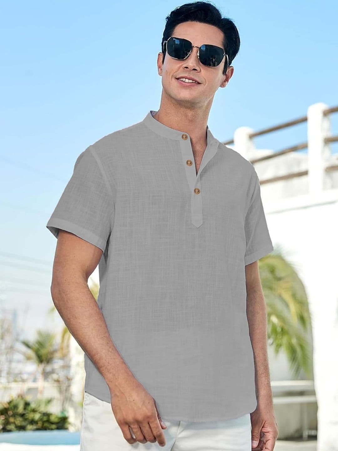 Vida Loca Band Collar Cotton Straight Kurta - view 1
