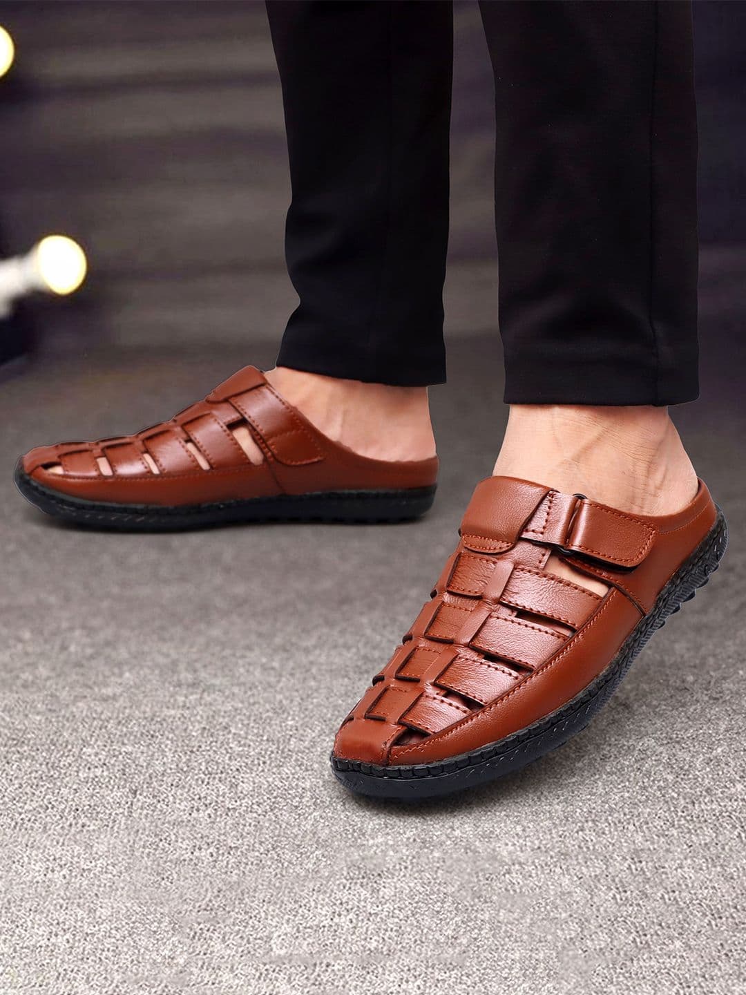 ARAMISH Men Ethnic Leather Fisherman Sandals - view 1
