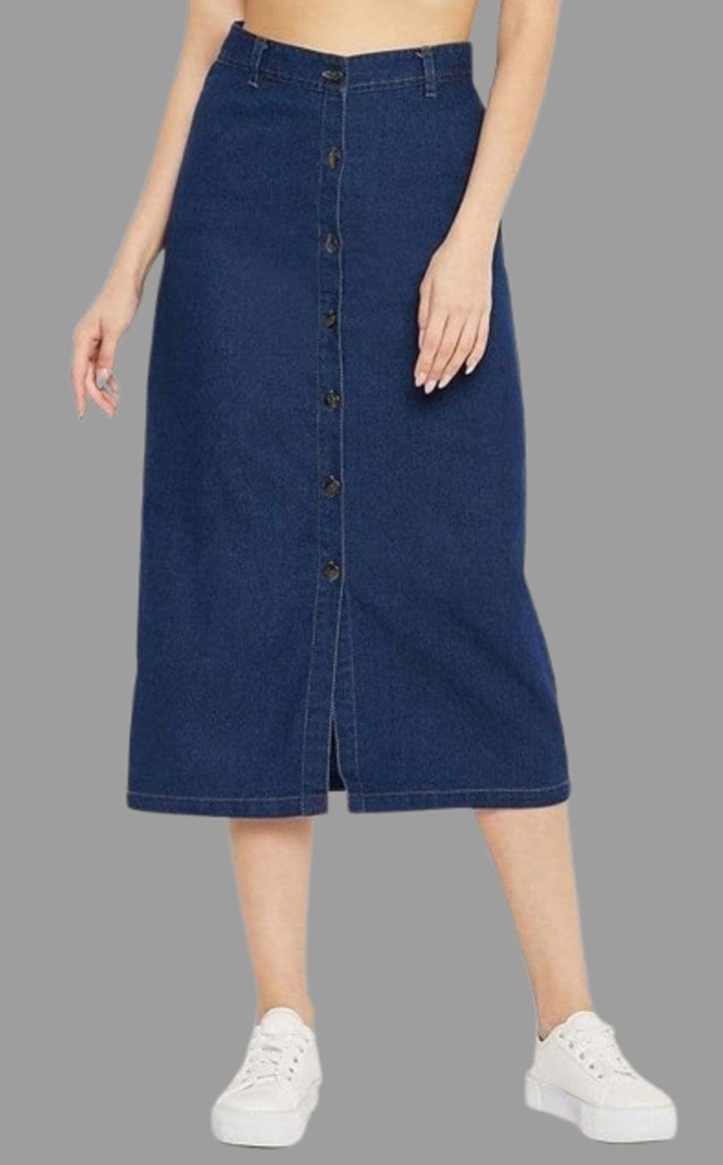 Tripursundari Fashion Tripursundari Navy Blue Straight Long Denim Woman Skirt - view 1