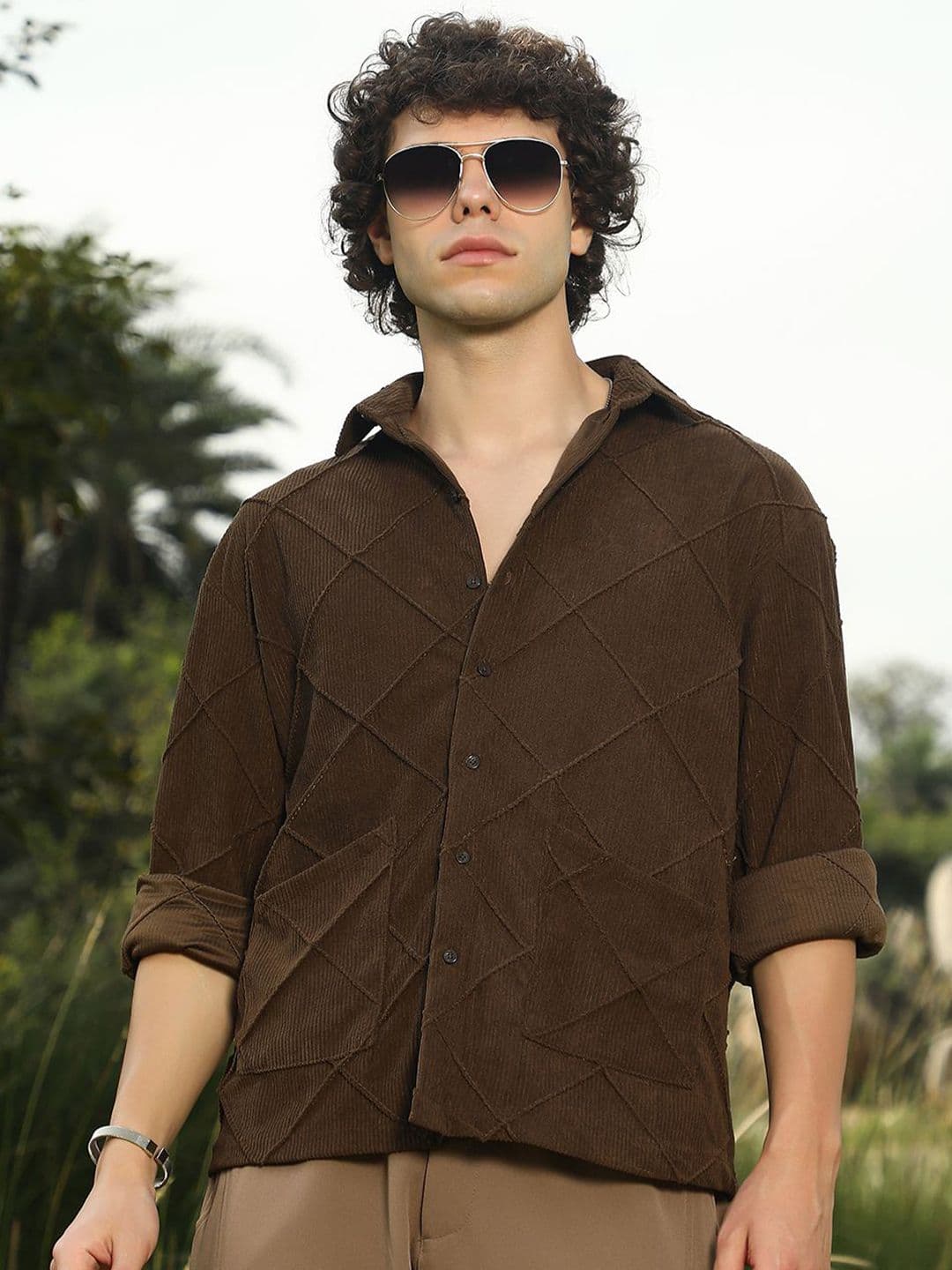 CAHOOT Men Comfort Oversized Fit Spread Collar Textured Casual Shirt - view 1