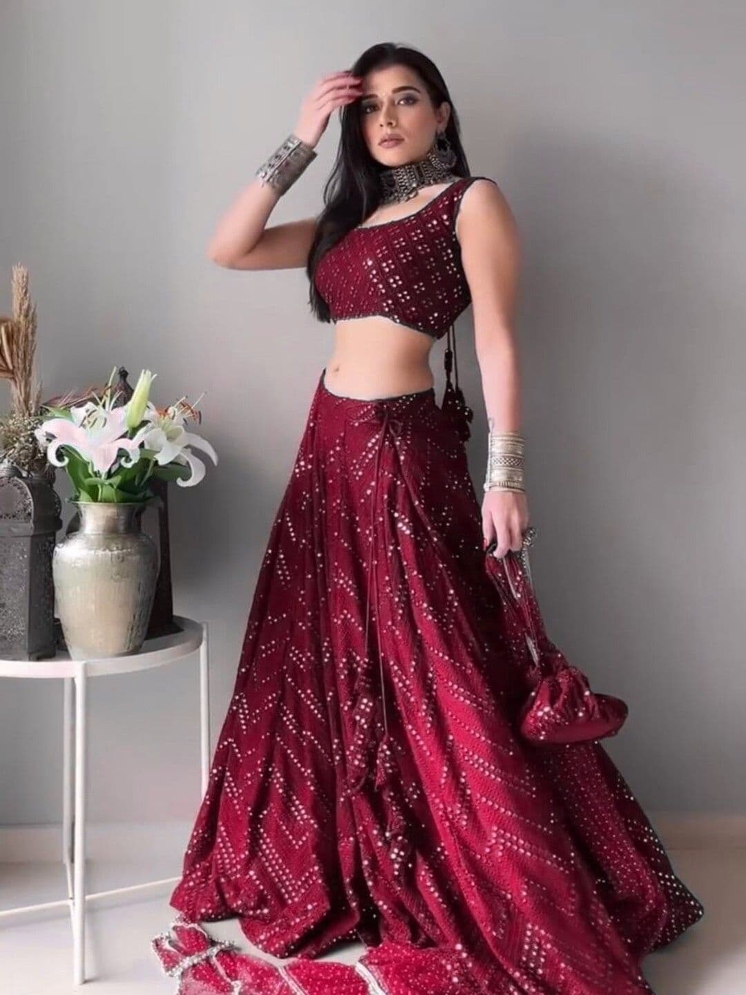 ZAALIMA FASHION Embroidered Semi-Stitched Lehenga & Unstitched Blouse With Dupatta - view 1