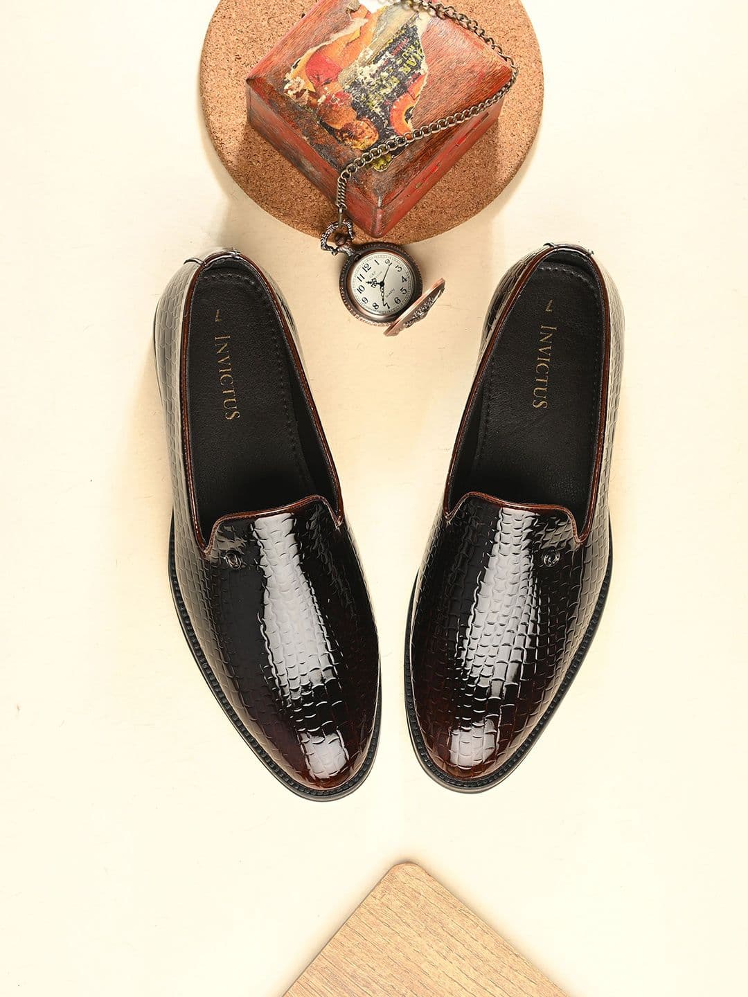 Invictus Men Woven Design Leather Formal Loafers - view 1