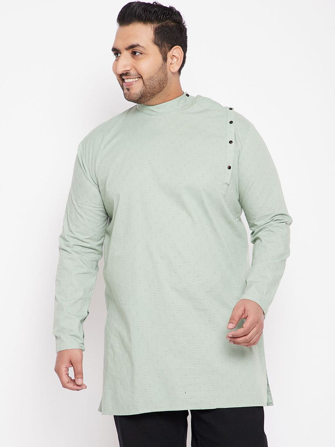 SHOWOFFFF Plus Size Geometric Printed Band Collar Straight Short Kurtas - view 1
