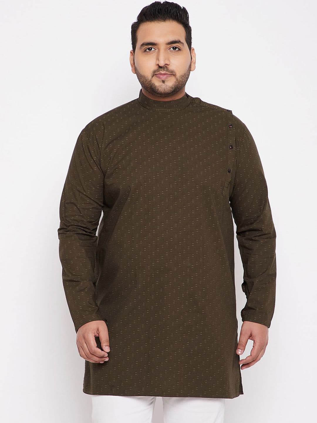 SHOWOFFFF Plus Size Geometric Printed Band Collar Straight Short Kurtas - view 1