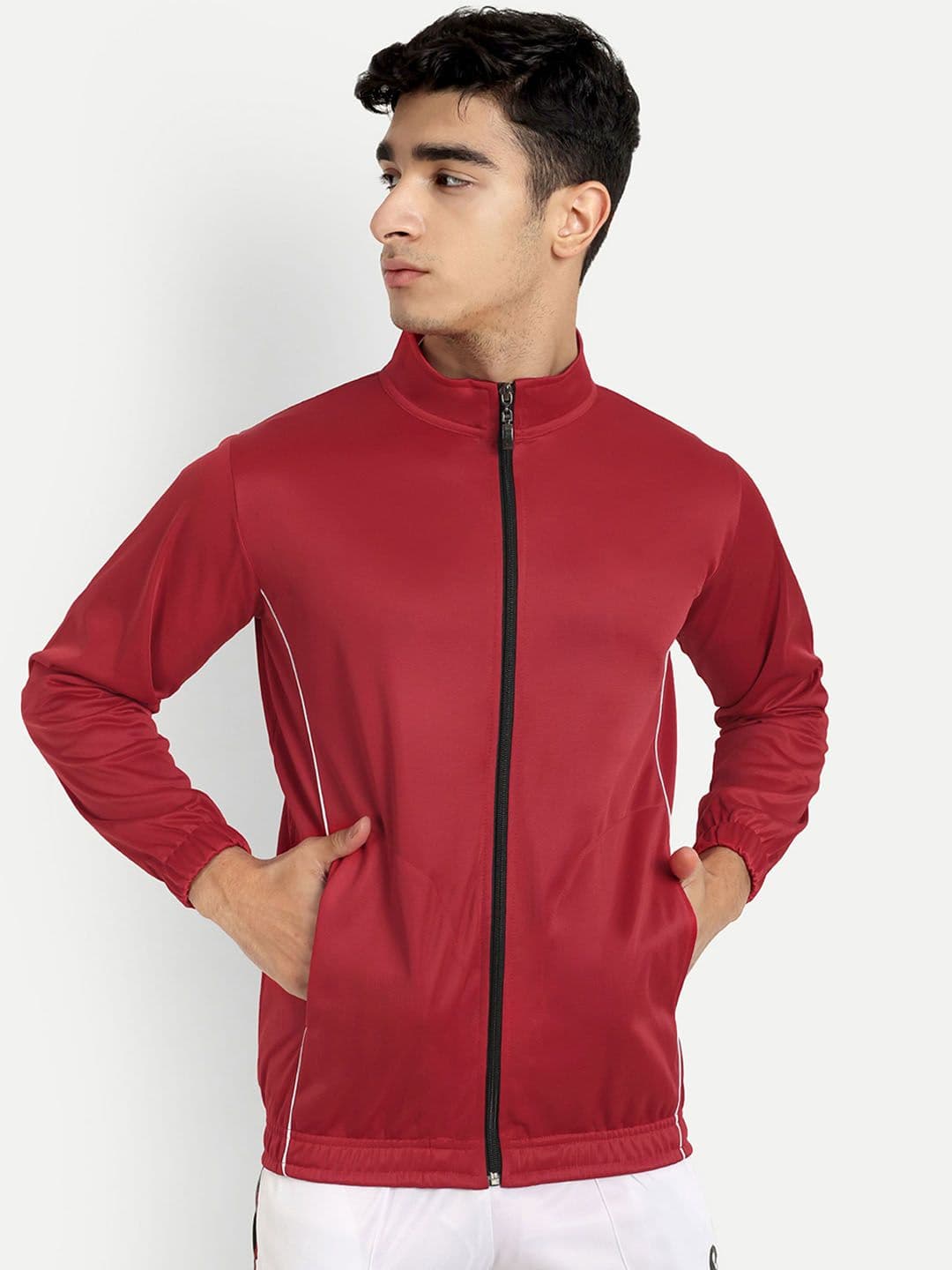Metronaut Men Mock Collar Solid Sports Lightweight Bomber Jacket - view 1