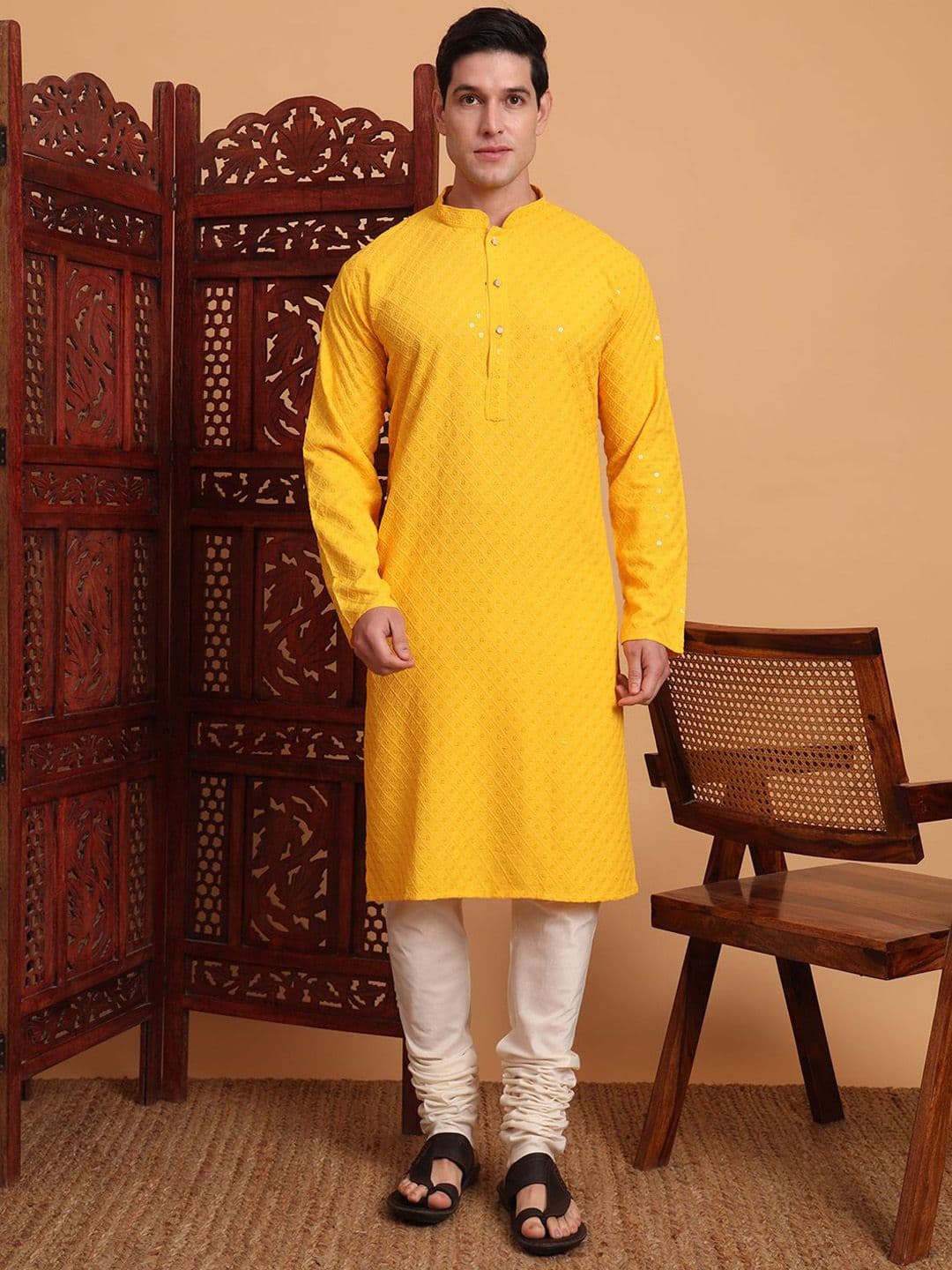 House of Pataudi Rayon Chikankari Embroidered Work Kurta - view 1