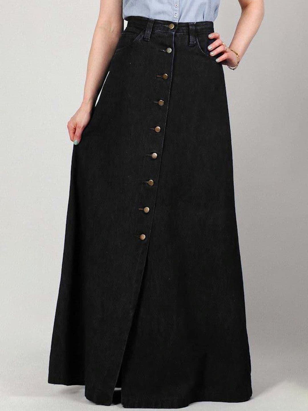 Tripursundari Fashion Women Buttoned A-Line Full Length Denim Skirt - view 1