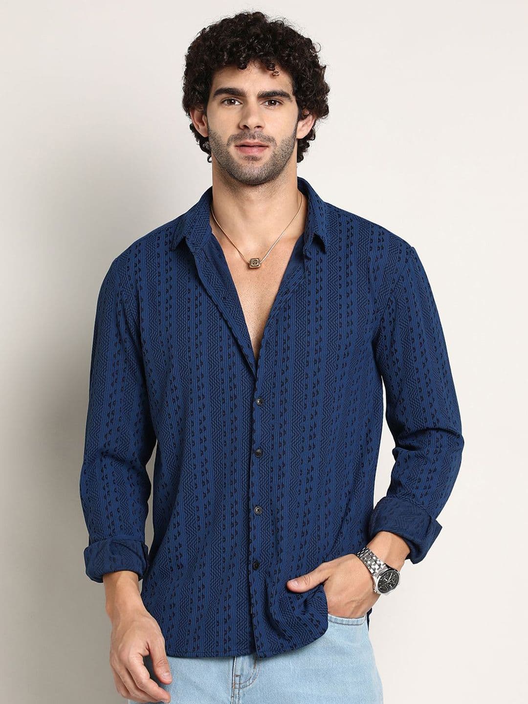 CAHOOT Men Comfort Fit Spread Collar Textured Casual Shirt - view 1
