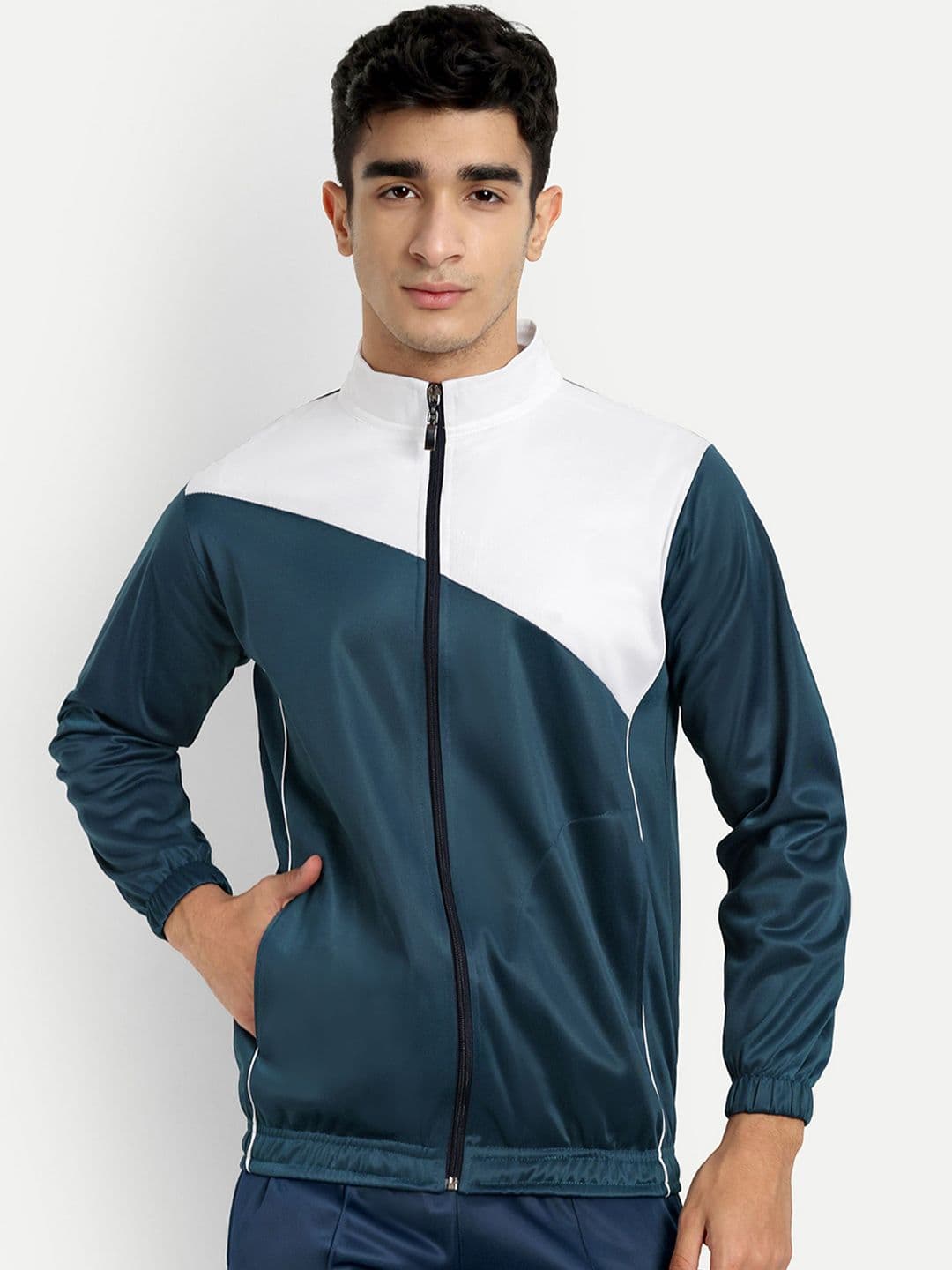 ESTRO Men Mock Collar Colourblocked Sports Lightweight Sporty Jacket - view 1