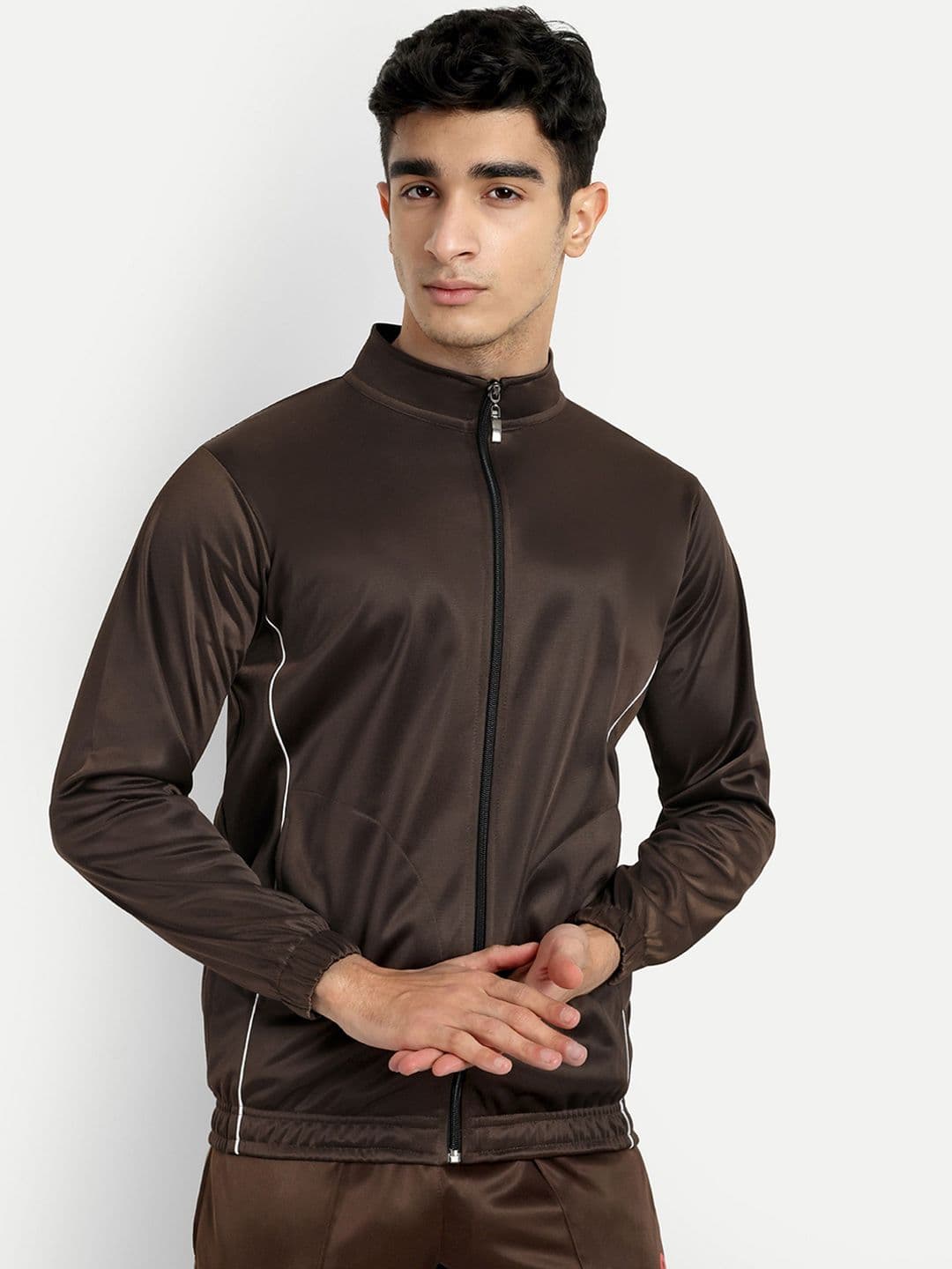 Metronaut Men Mock Collar Solid Sports Lightweight Bomber Jacket - view 1