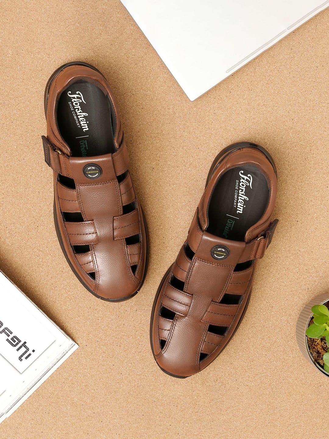Florsheim Men Leather Velcro Fisherman Sandals - view 1