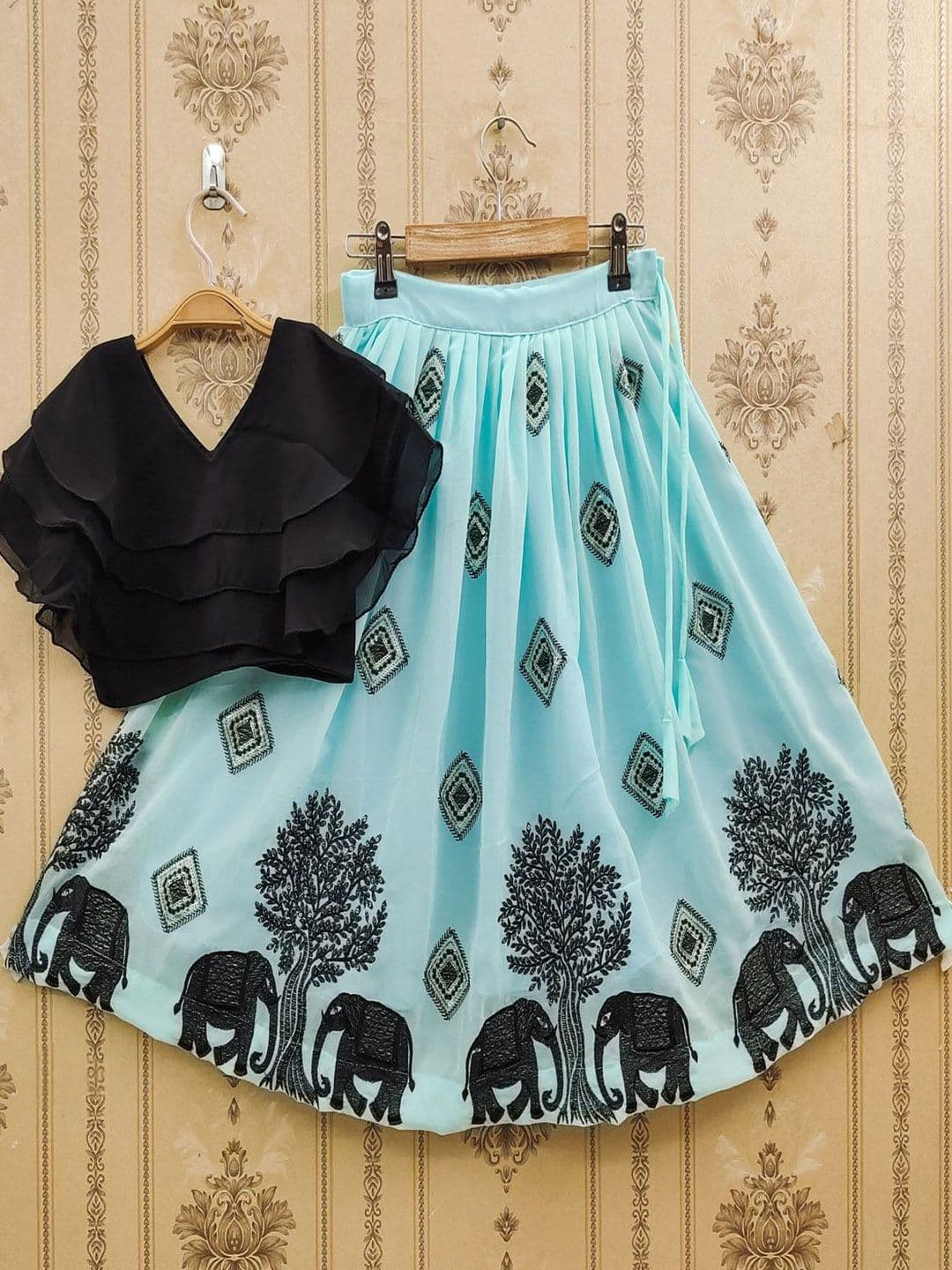 BAESD Girls Embroidered Thread Work Ready to Wear Lehenga & Blouse - view 1