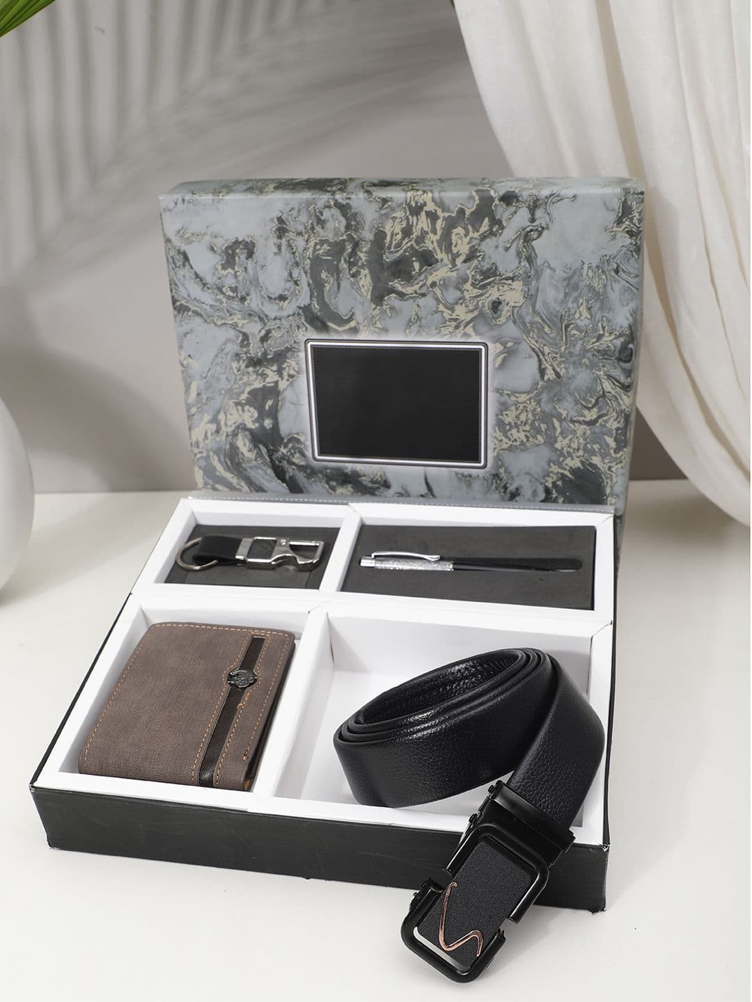 SAZARA Men Accessory Gift Set Of Belt Wallet Keychain and Pen Gift Set - view 1