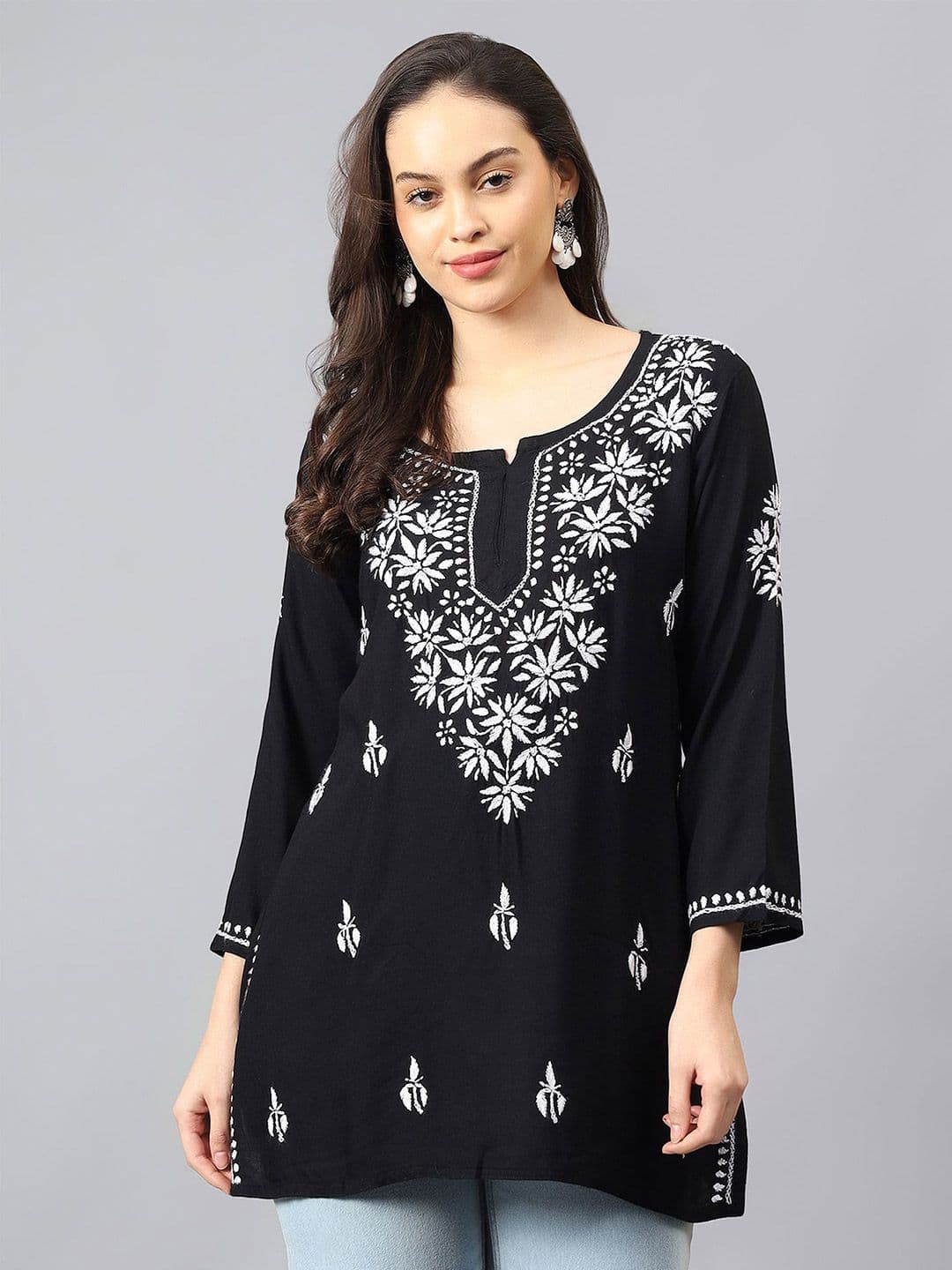 NAZAQAT ETHNIC INDIA Ethnic Motifs Embroidered Chikankari Handloom Chikankari Kurti - view 1