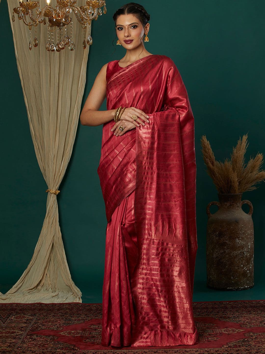 Mitera Striped Woven Design Zari Banarasi Saree - view 1