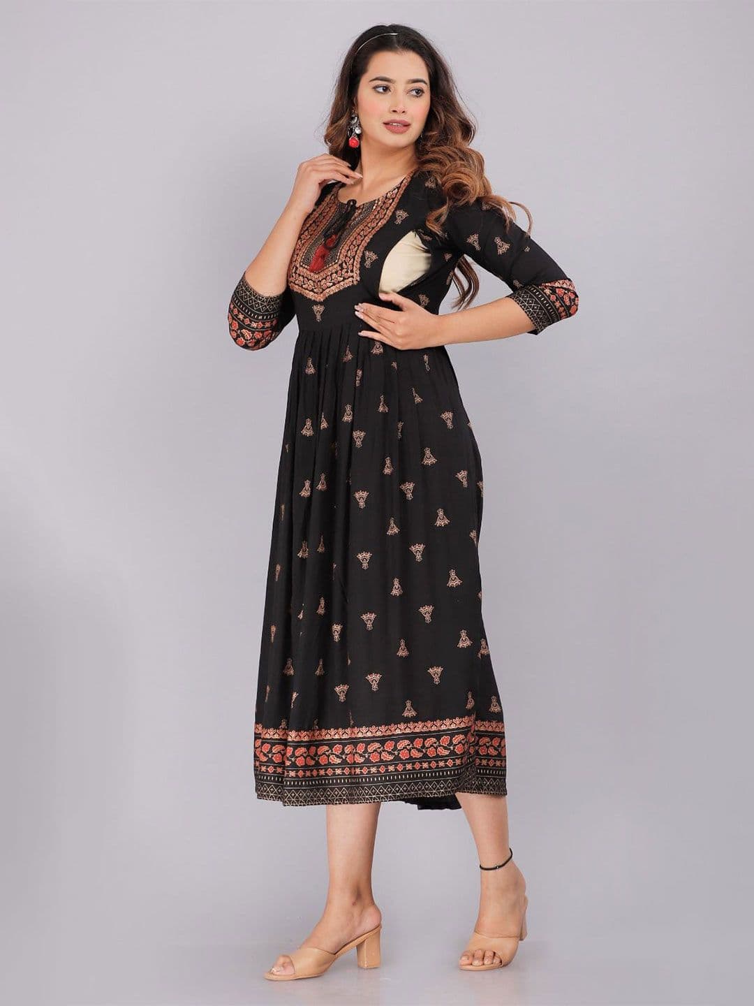 Vorcia Febtex Printed Fit & Flare Maternity Ethnic Dresses - view 1