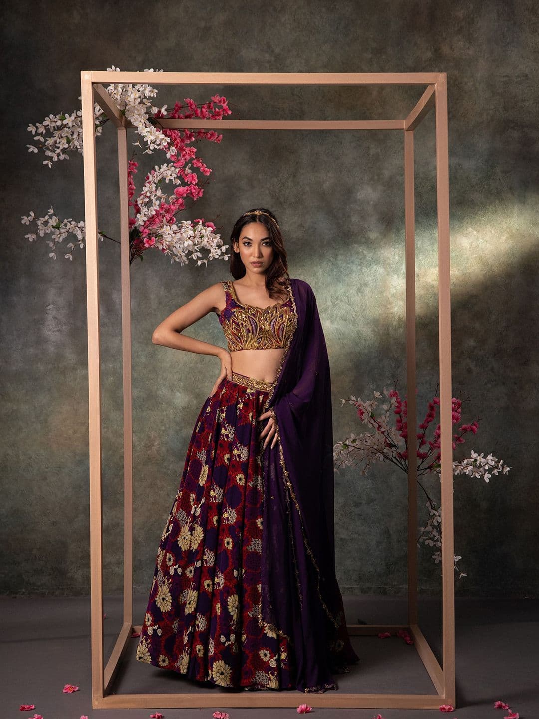 Mehak Murpana Floral Embroidered Beads Stones Ready to Wear Lehenga & Blouse With Dupatta - view 1