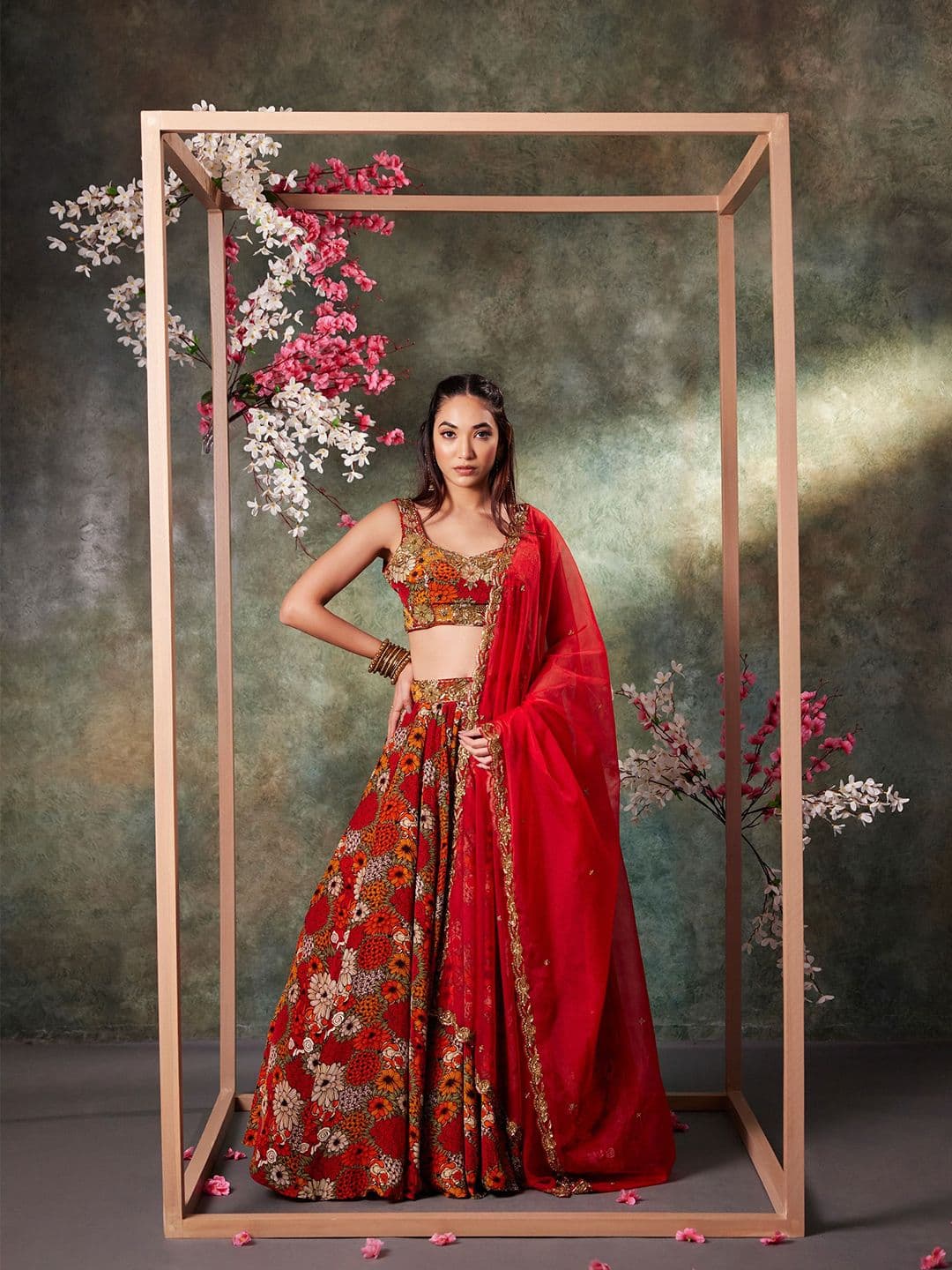 Mehak Murpana Printed Beads and Stones Ready to Wear Lehenga & Blouse With Dupatta - view 1