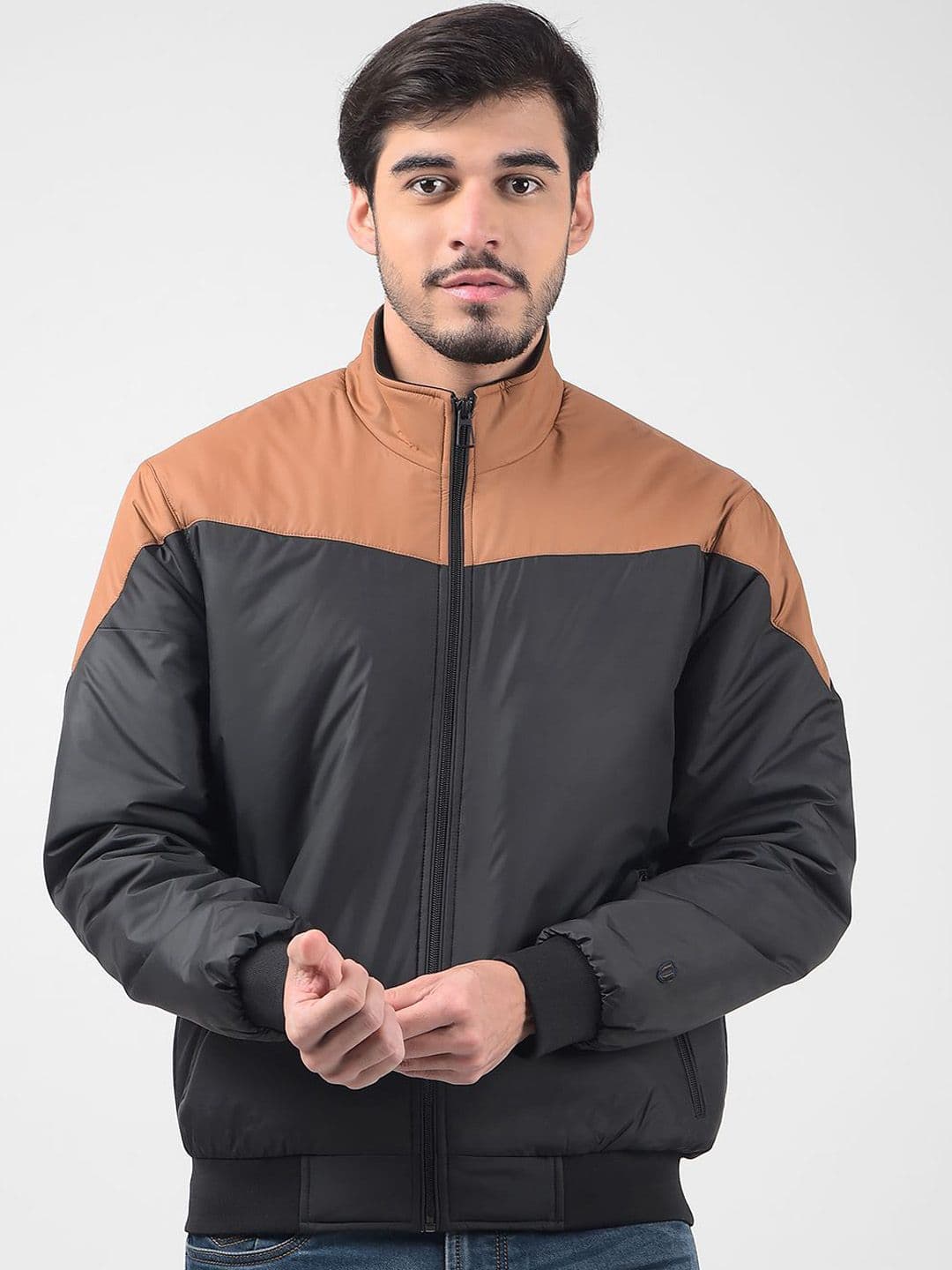 Numero Uno Men Mock Collar Colourblocked Casual Lightweight Bomber Jacket - view 1