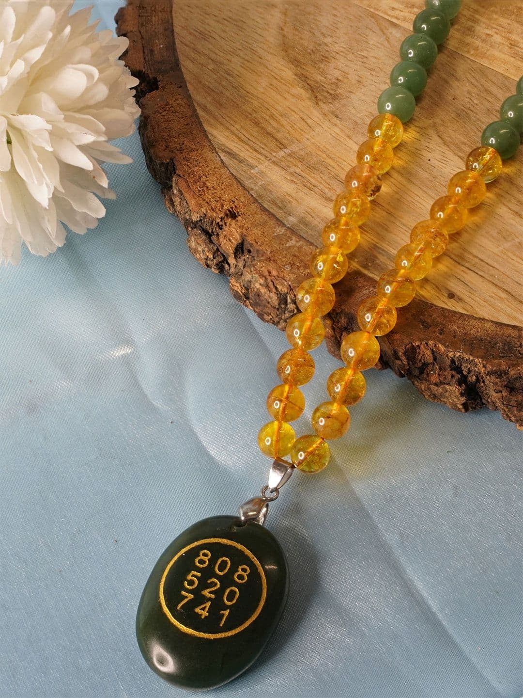 Japam Money Magnet Mala with Zibu Pendant - Pyrite, Tiger Eye, Citrine & Aventurine Beads - view 1
