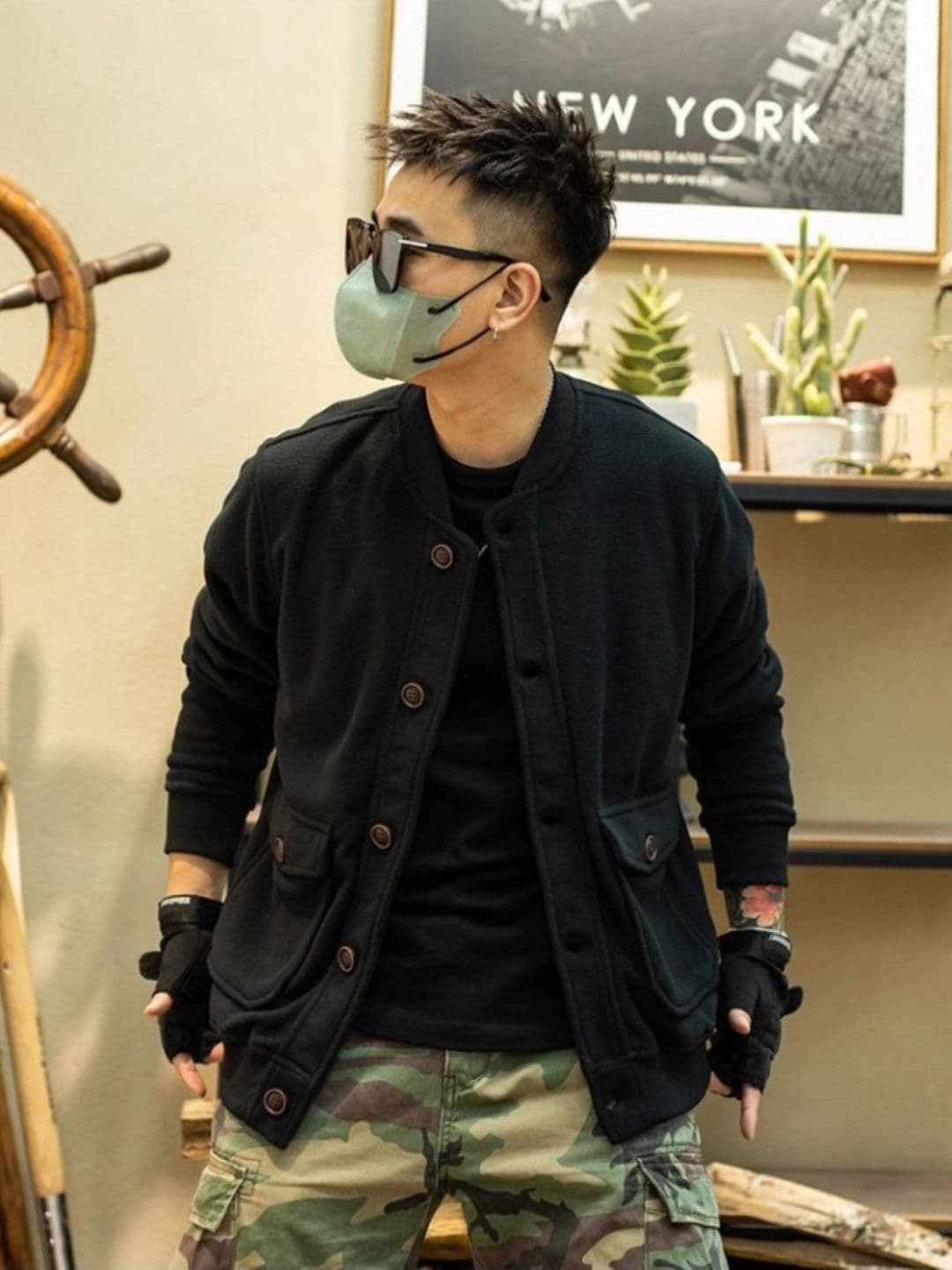 StyleCast Men Solid Stand Collar Tailored Jacket - view 1