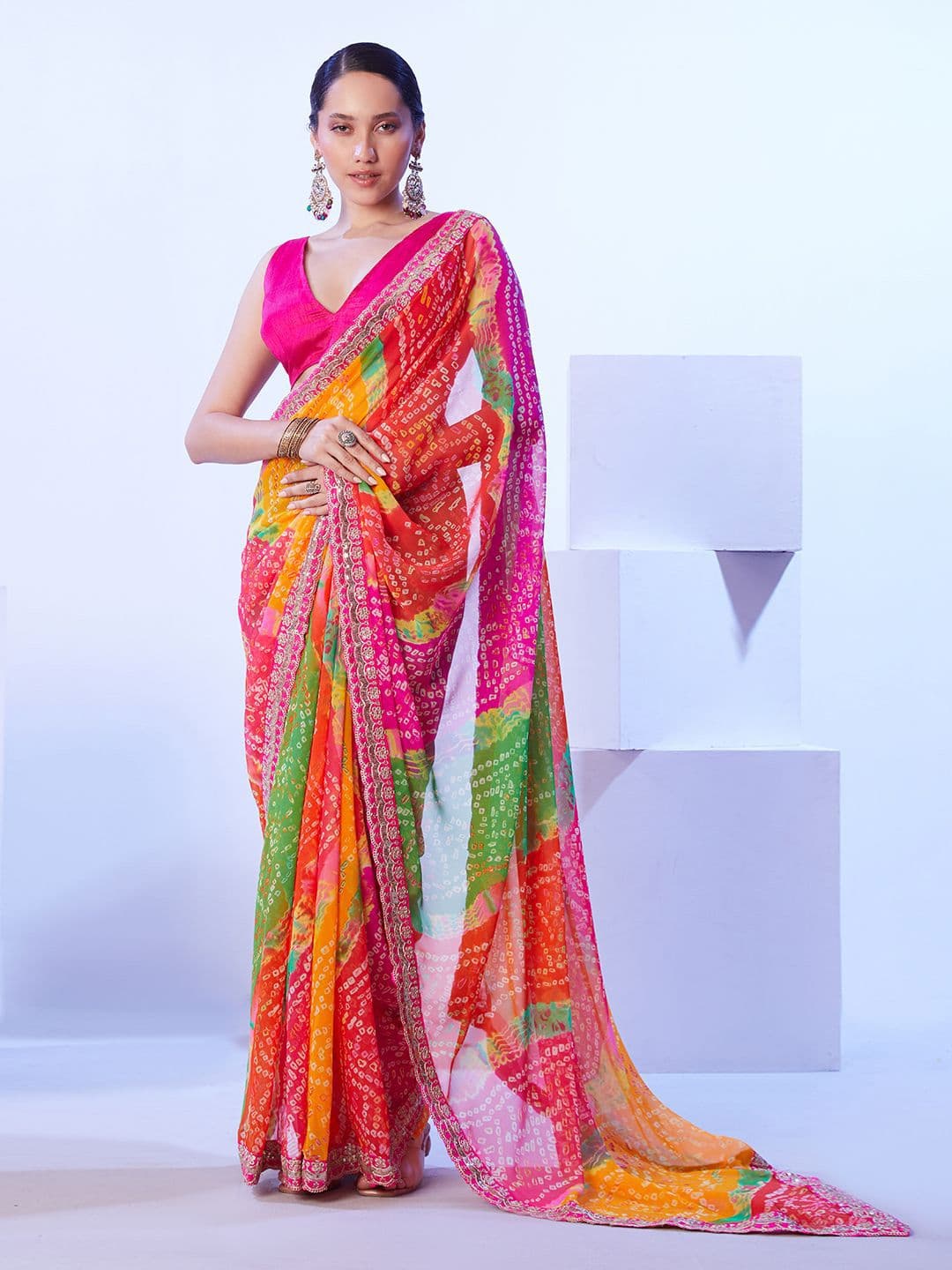Mitera Bandhani Sequinned Pure Georgette Designer Bandhani Saree - view 1