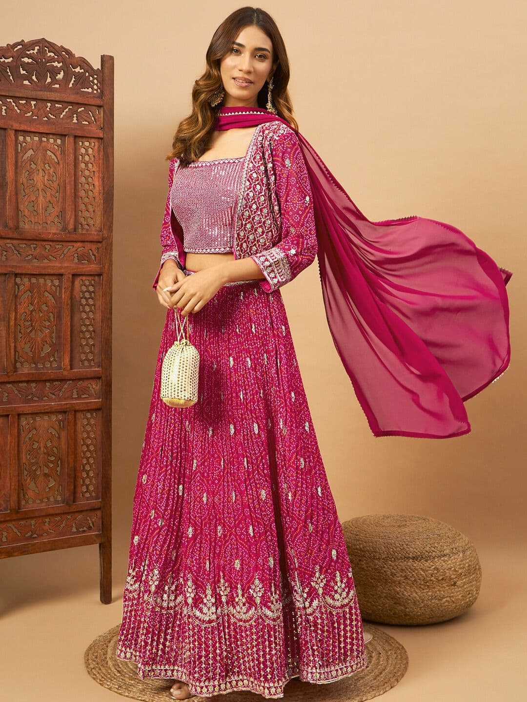 Chhabra 555 Embroidered Ready to Wear Lehenga With Choli, Jacket & Dupatta - view 1