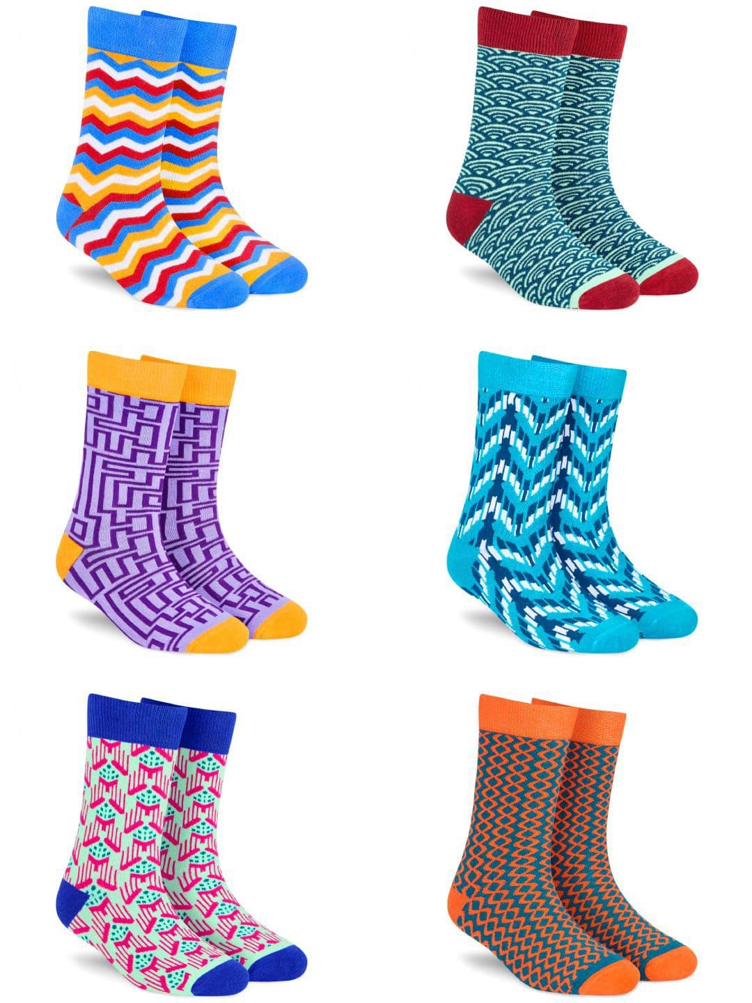 Dynamocks Pack Of 6 Patterned Anti-Microbial Calf-Length Socks - view 1