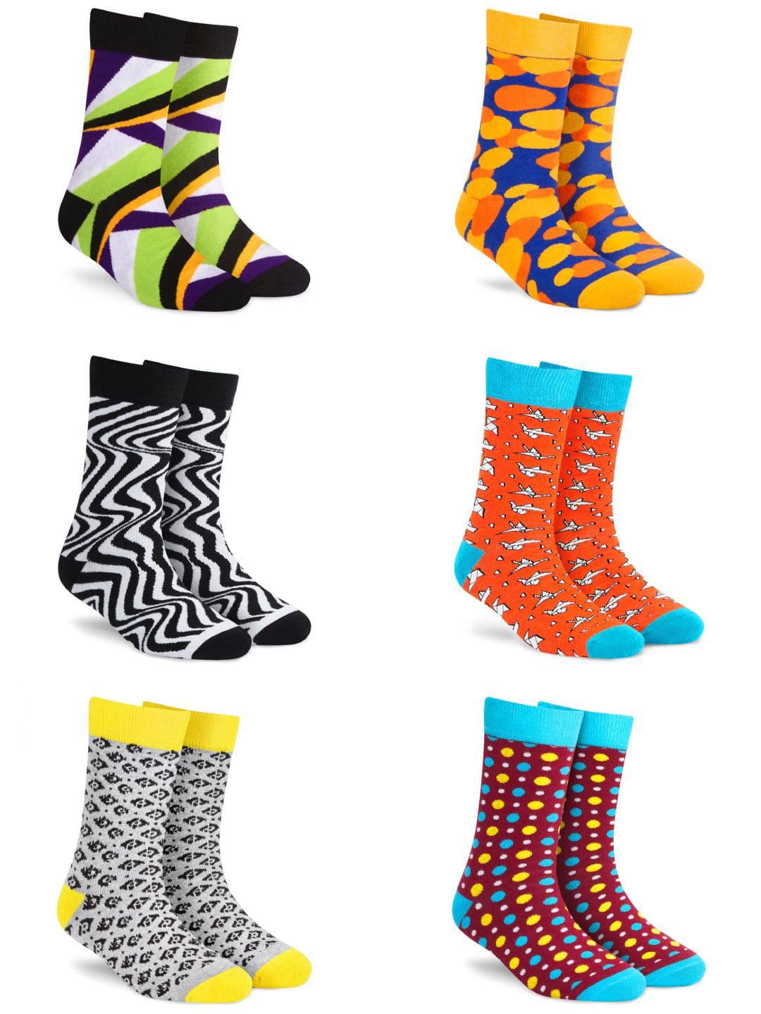 Dynamocks Pack Of 6 Patterned Calf -Length Socks - view 1