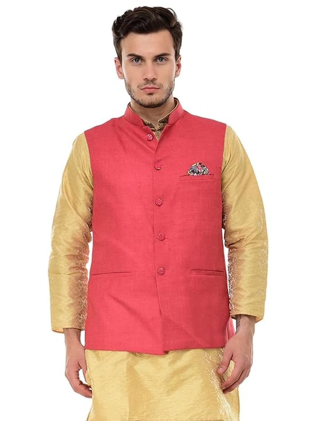 BIS Creations Men Self Design Mandarin Collar Nehru Jacket - view 1