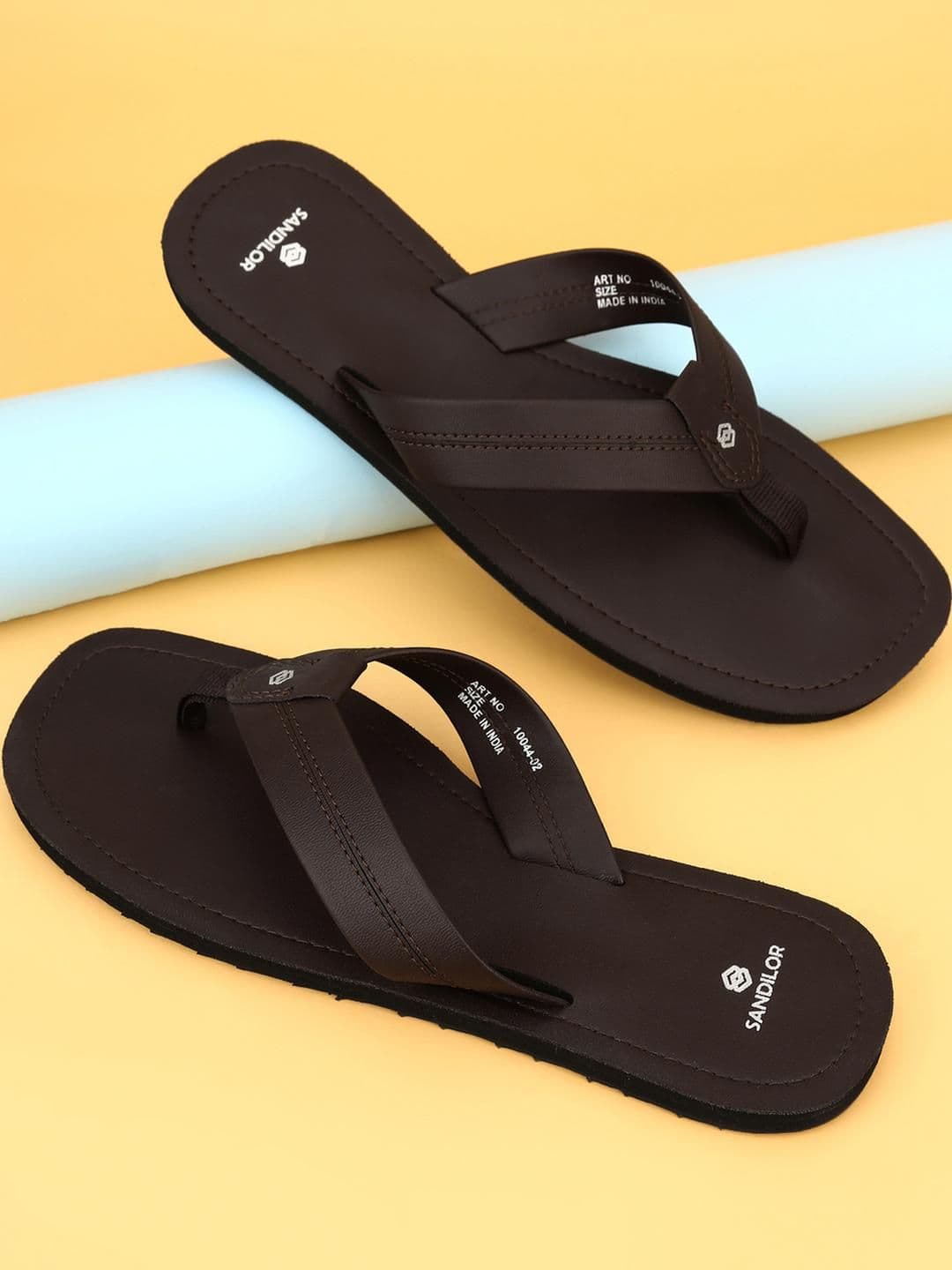 sandilor Brown PU Flip Flops - view 1