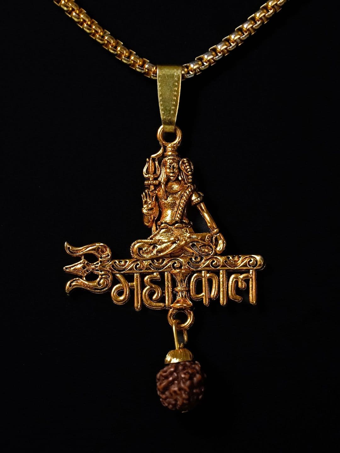 Japam Golden Shiva Rudraksha Mahakal Pendants With Chains - view 1