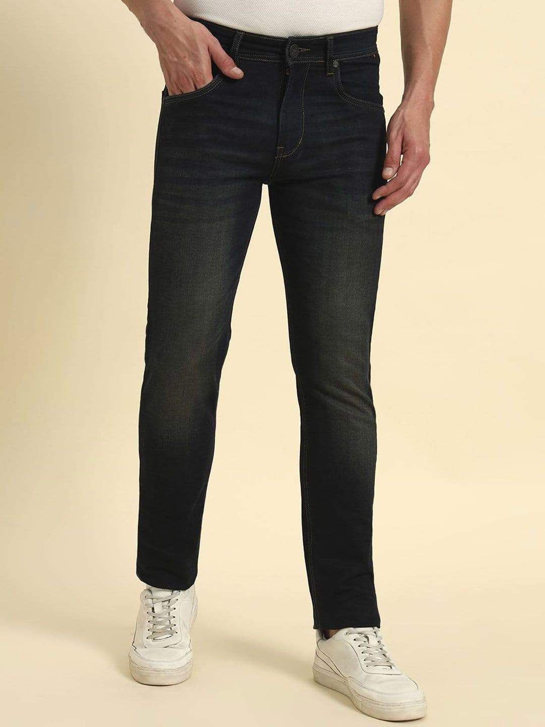 Cantabil Men Jean Slim Fit Mid-Rise Light Fade Denim Jeans - view 1