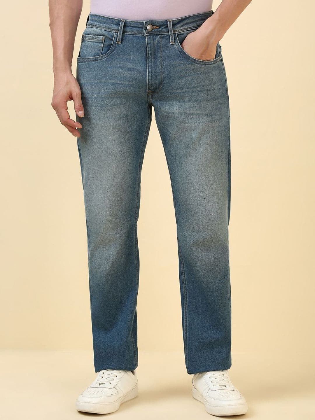 Allen Solly Men Regular Fit Mid-Rise Light Fade Cotton Jeans - view 1