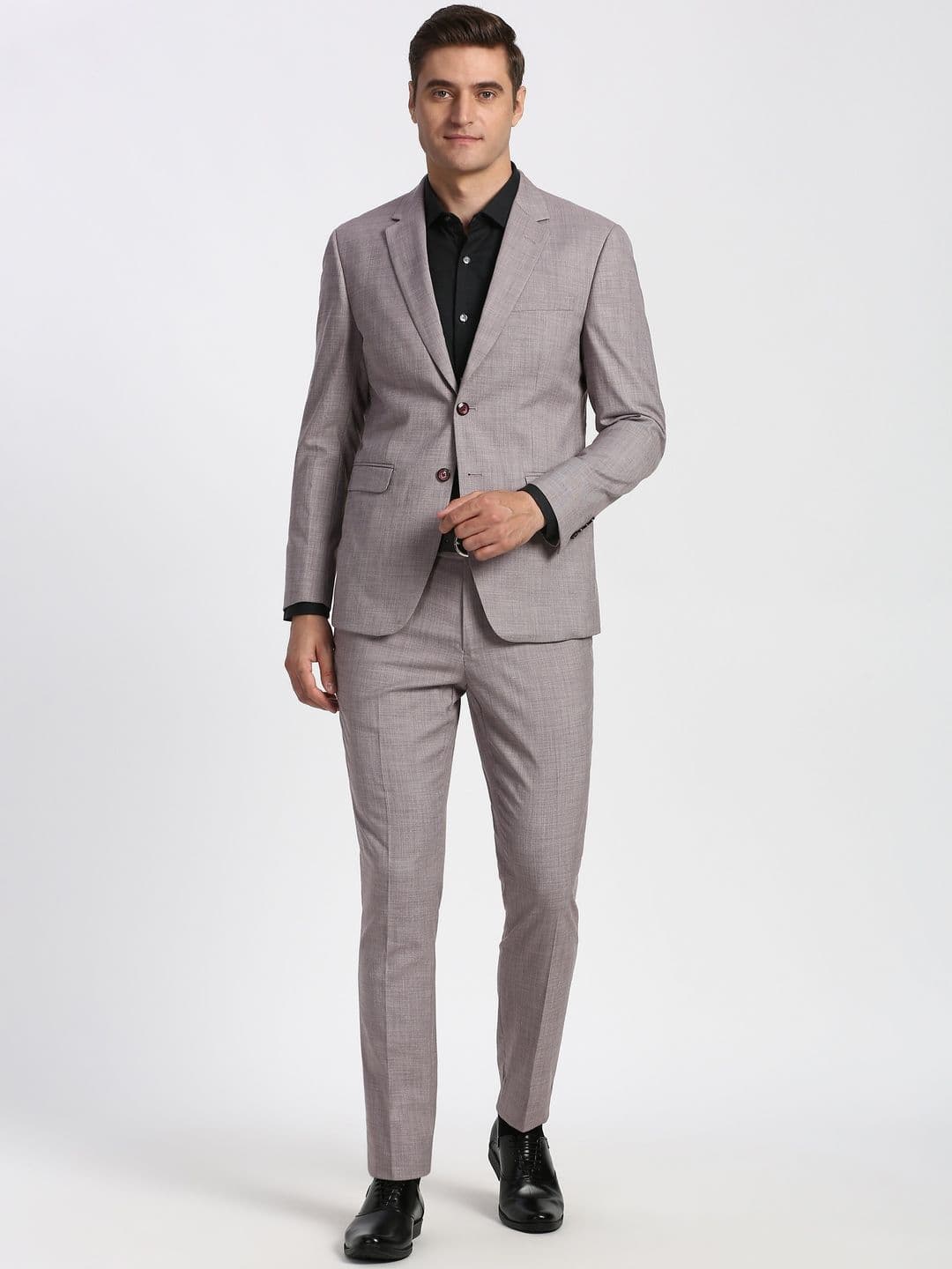 Peter England Elite Textured Slim-Fit Single-Breasted Two-Piece Formal Suit - view 1