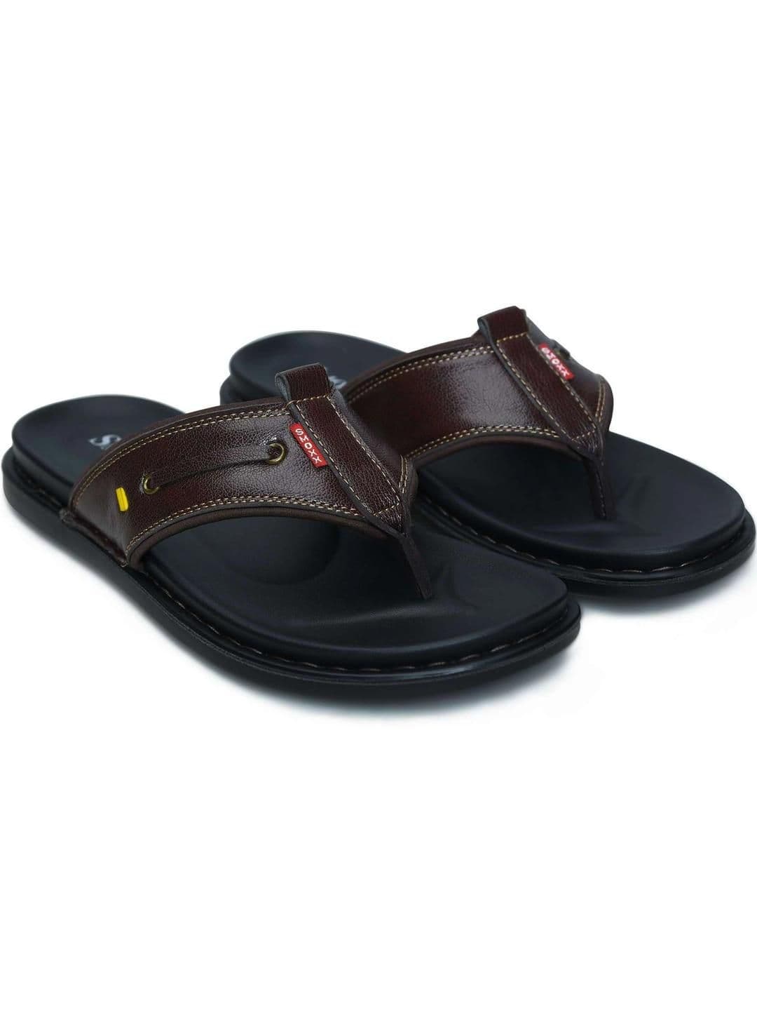 SMOXX Men Brown & Black Synthetic Open Toe Cushioned Foot Bed Slip-On - view 1