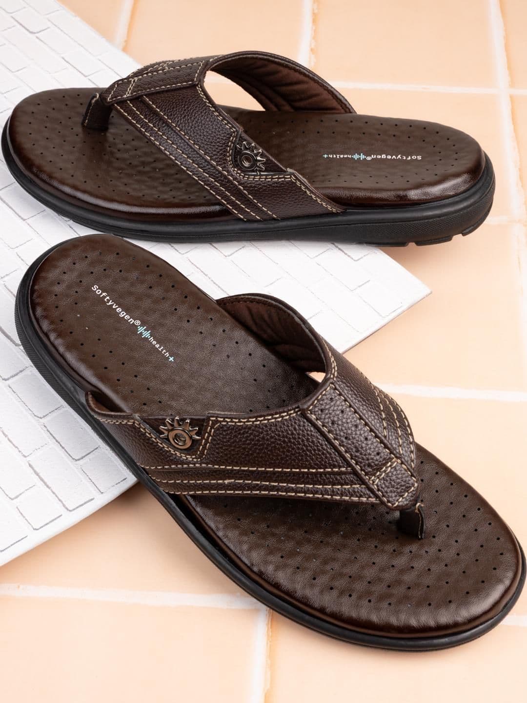 SOFTY VEGEN Men Brown memory Foam Comfort Sandals - view 1