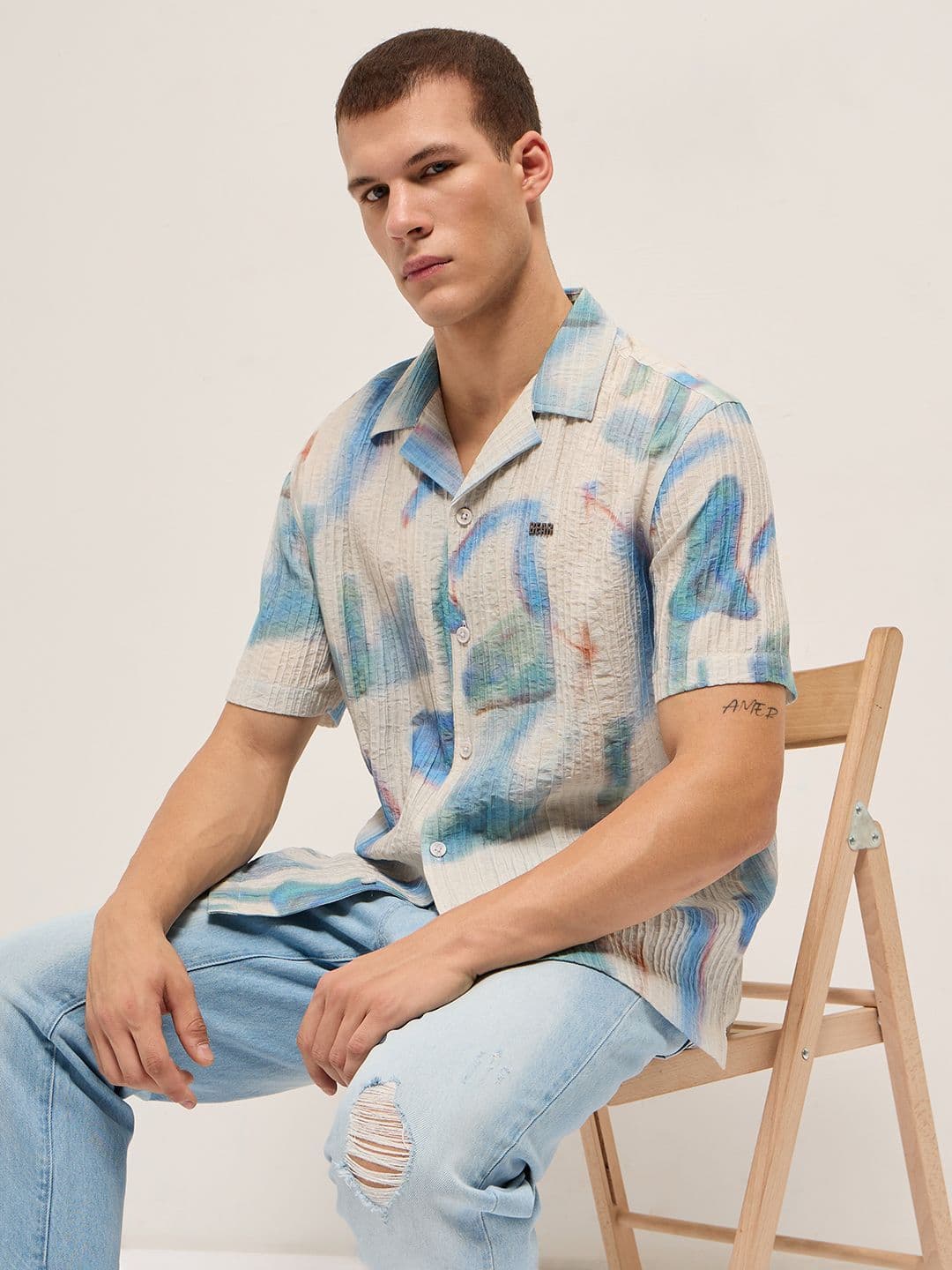 THE BEAR HOUSE Men Relaxed Fit Abstract Printed Cuban Collar Casual Shirt - view 1